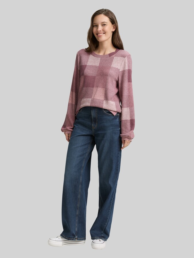 Langarmshirt mit Muster von Women, berry cosy check