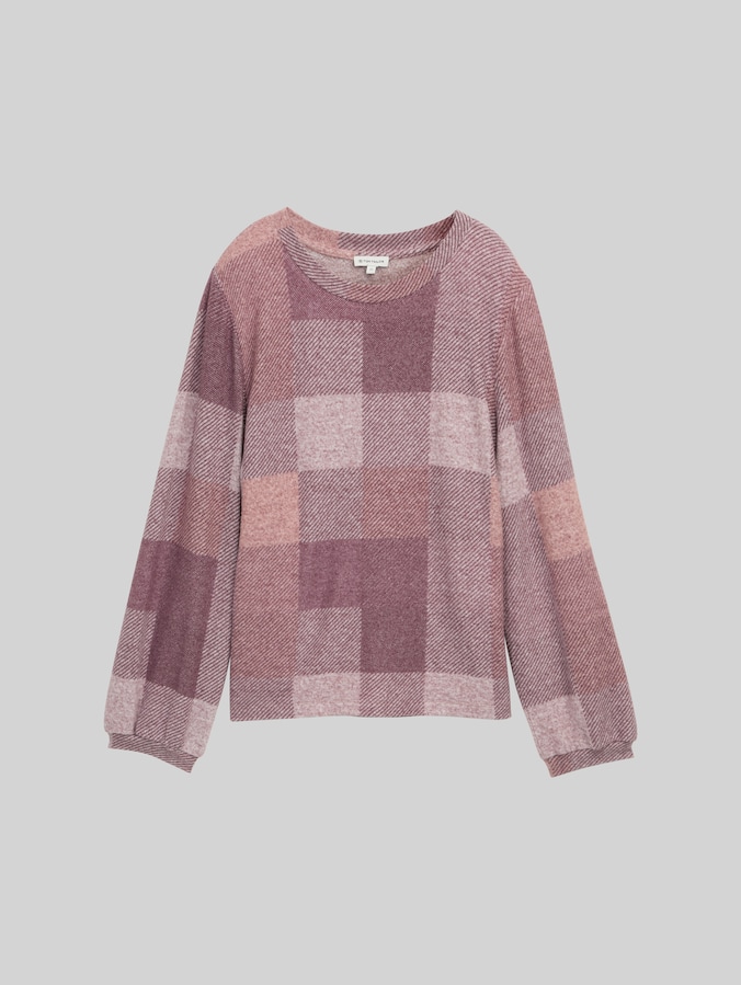 Langarmshirt mit Muster von Women, berry cosy check