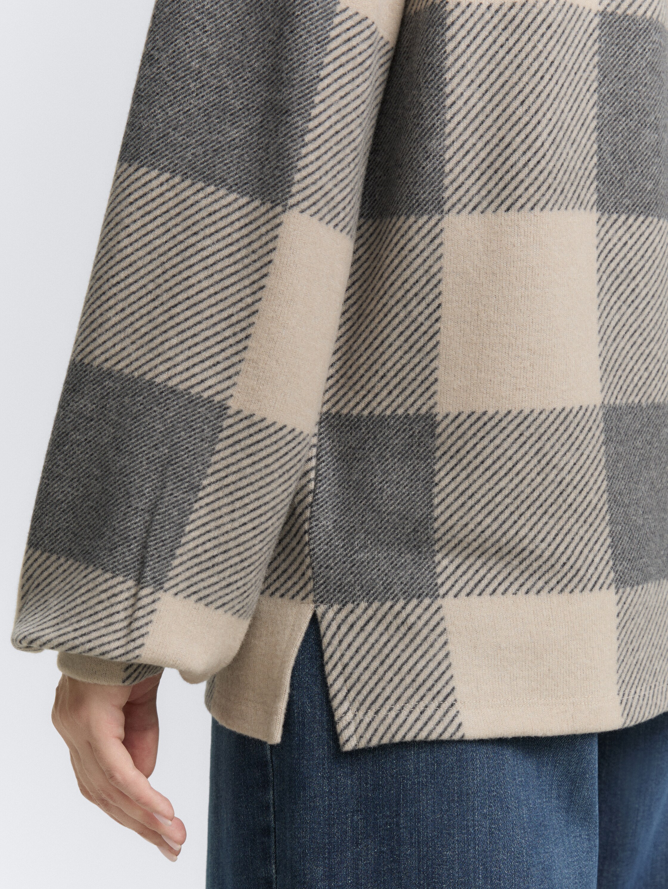 Langarmshirt mit Muster - black_taupe_cosy_check - 