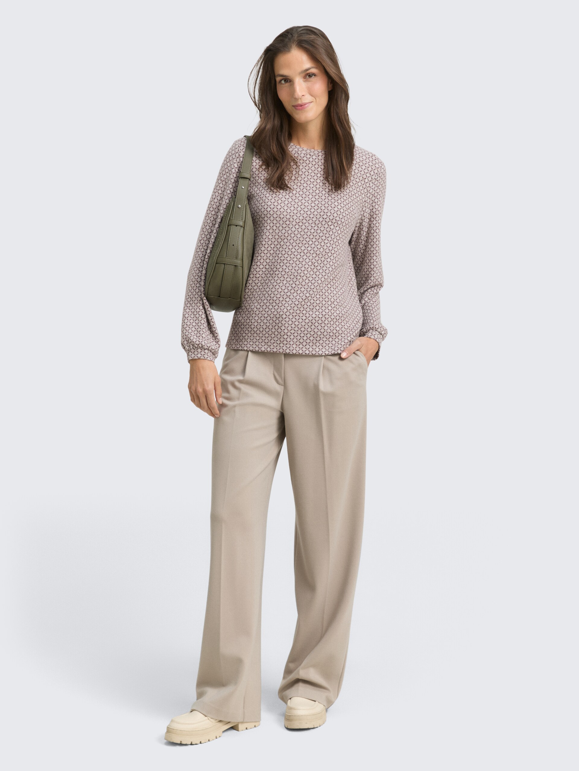 Shirt met lange mouwen met patroon - brown graphical minimal - Model vooraanzicht