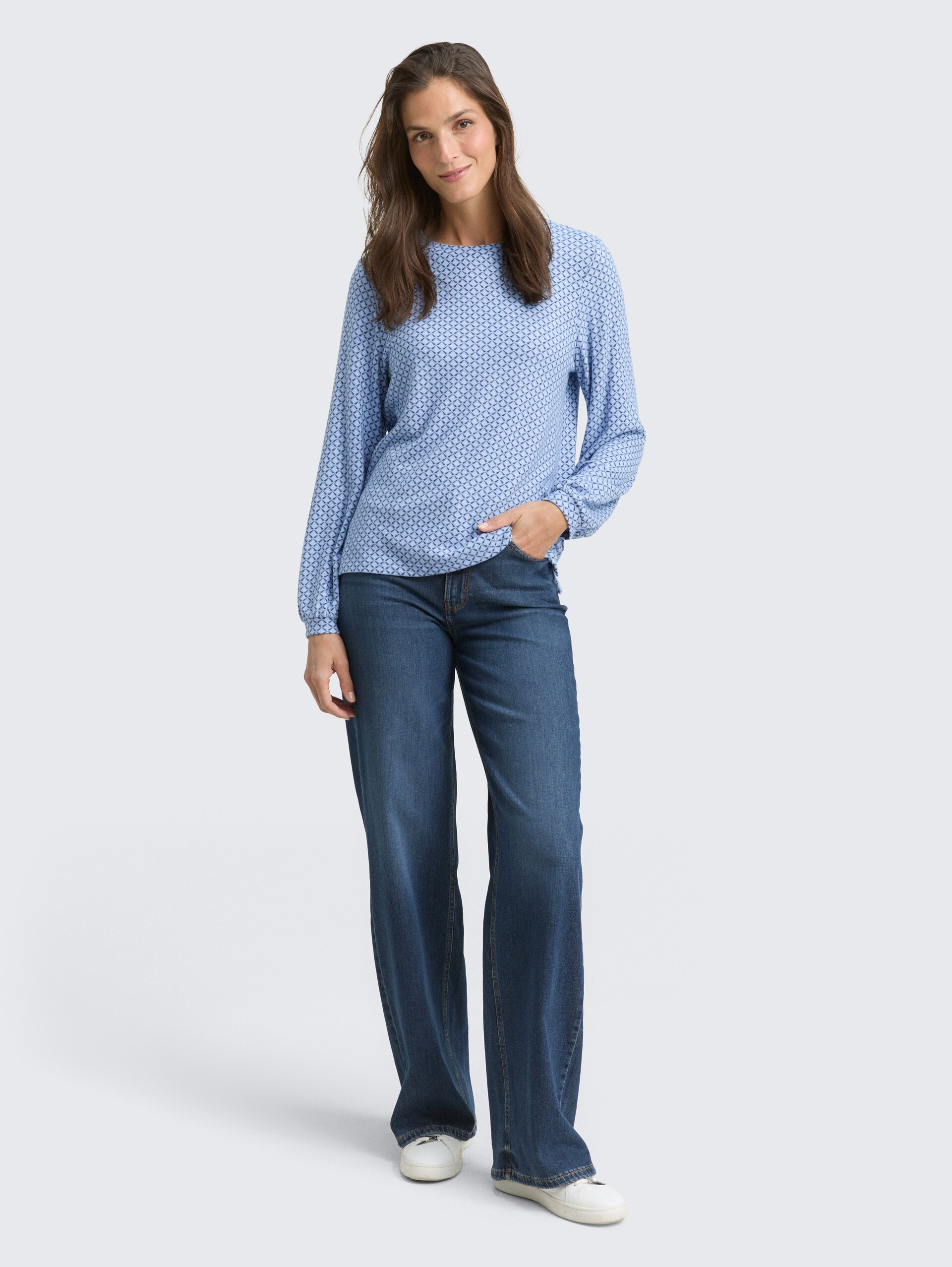 Shirt met lange mouwen met patroon - blue graphical minimal - Model vooraanzicht