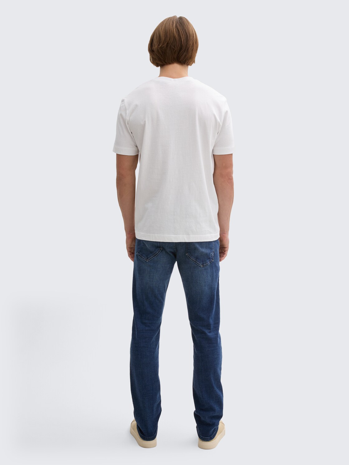 TTJOSH REGULAR SLIM Jeans - Used Dark Stone Blue Denim - Auschnitt Model-Rückansicht