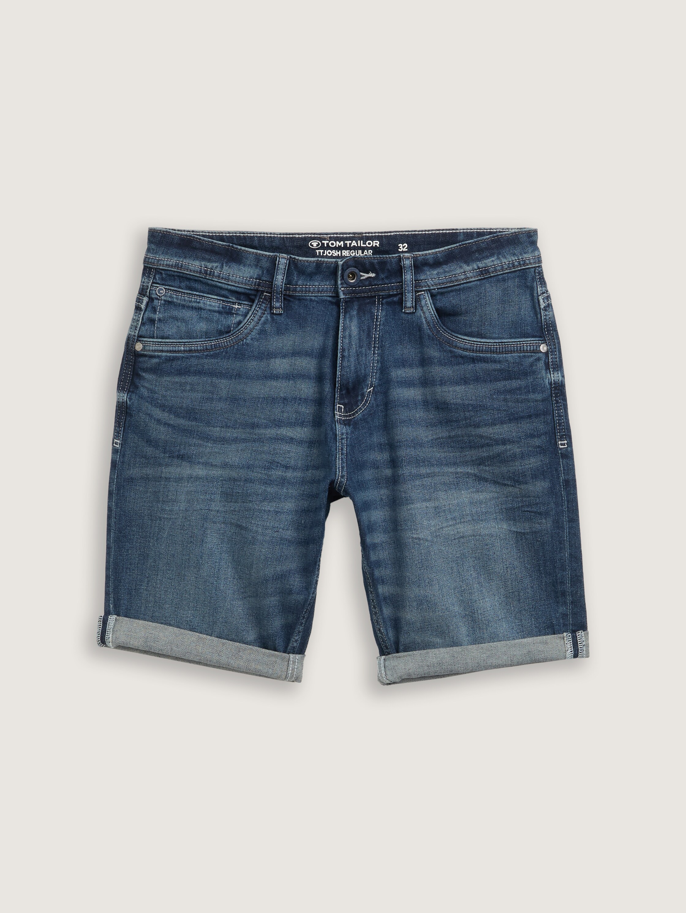 TTJOSH REGULAR SLIM Jeans Shorts - used_dark_stone_blue_denim - 