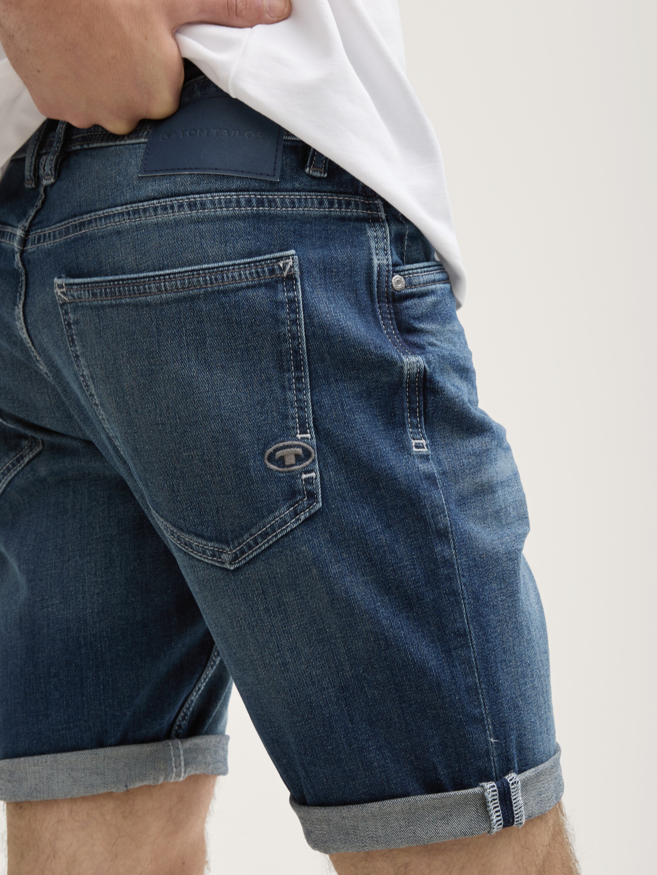 TTJOSH REGULAR SLIM Jeans Shorts - used_dark_stone_blue_denim - 