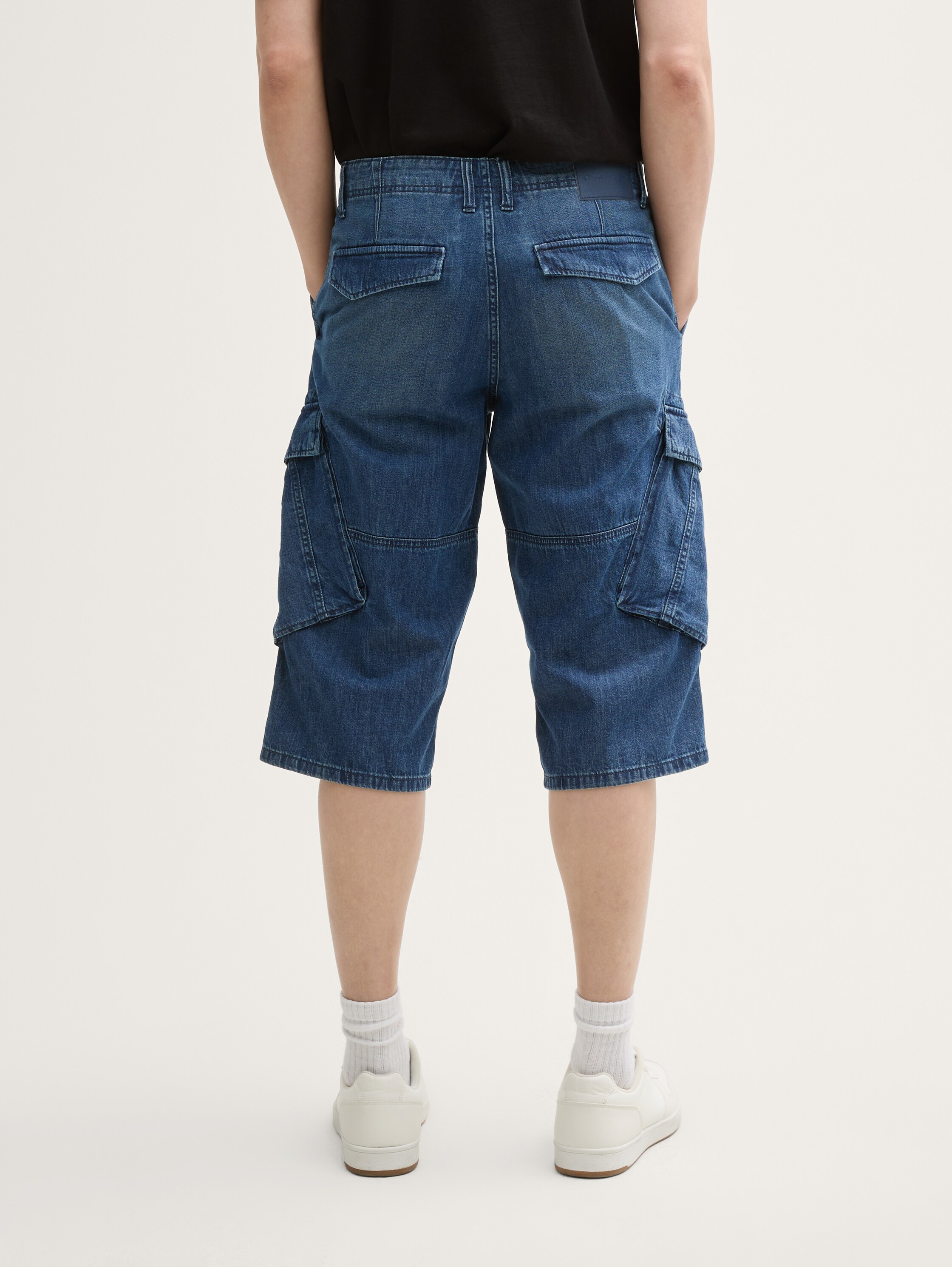 TTMORRIS RELAXED OVERKNEE Jeans Shorts - used_dark_stone_blue_denim_1 - 