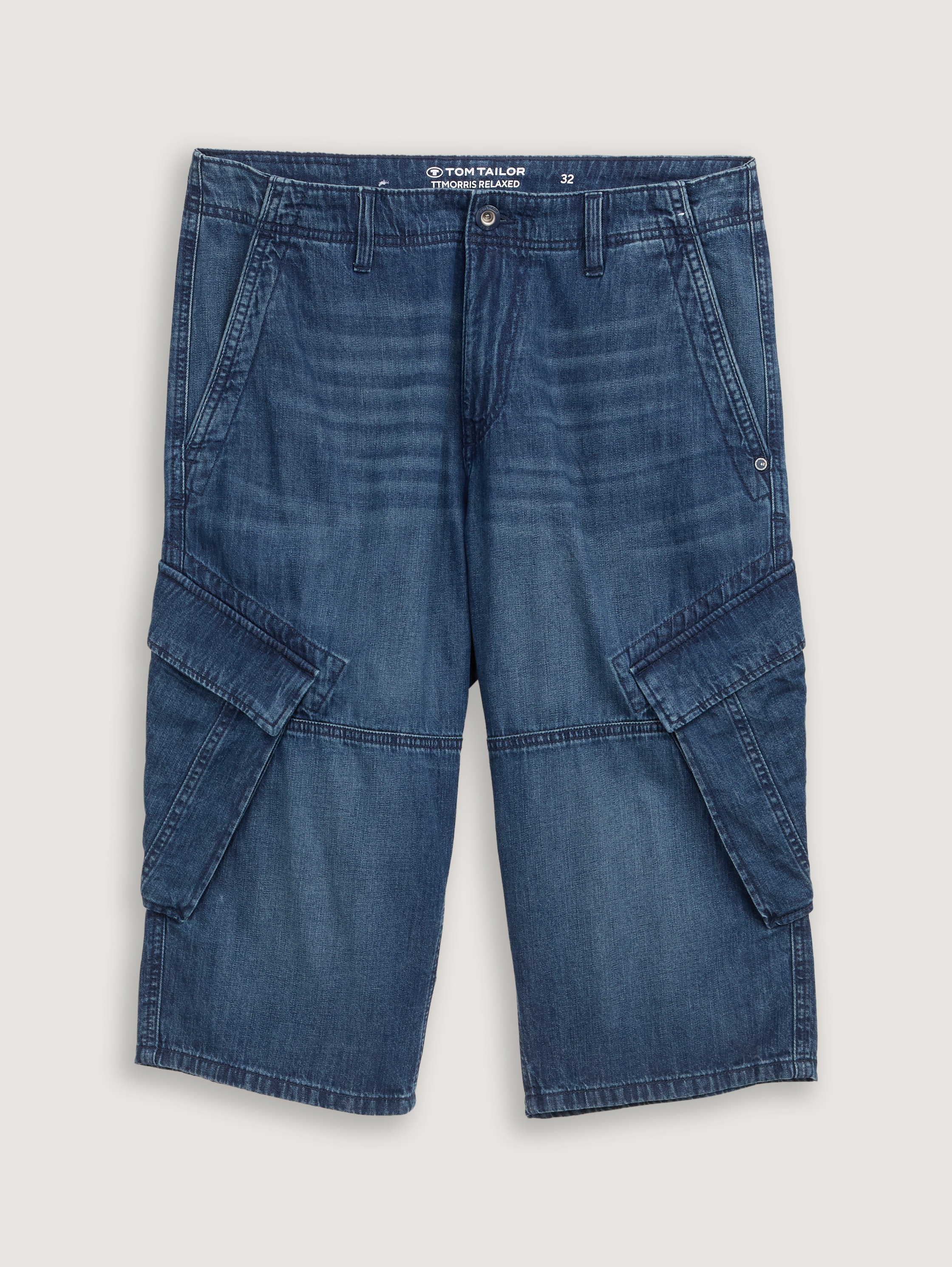 TTMORRIS RELAXED OVERKNEE Jeans Shorts - used_dark_stone_blue_denim_1 - 