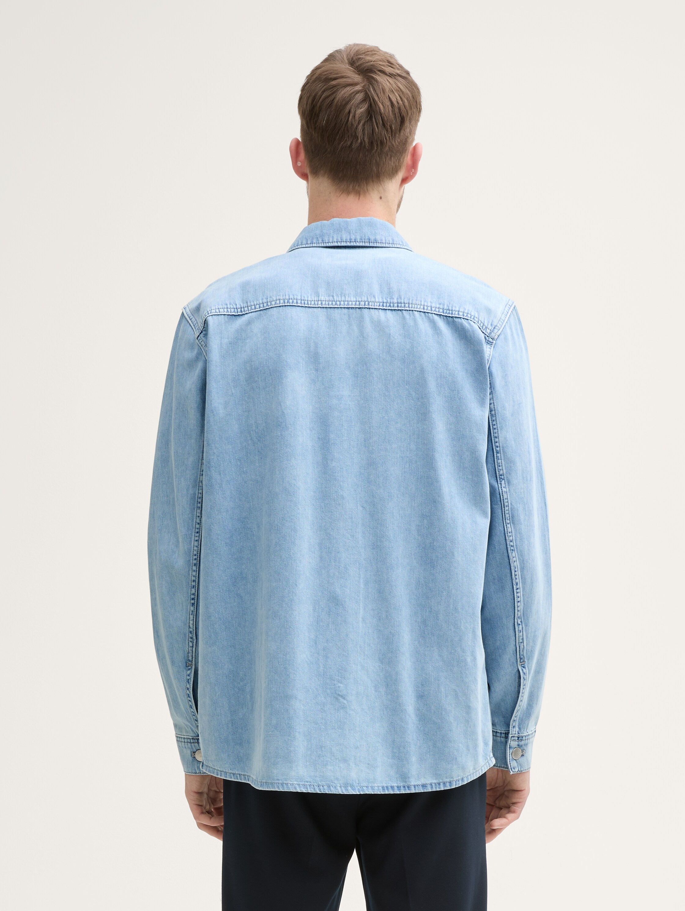 Comfort Fit Jeanshemd mit Brusttasche - used_bleached_blue_denim - 