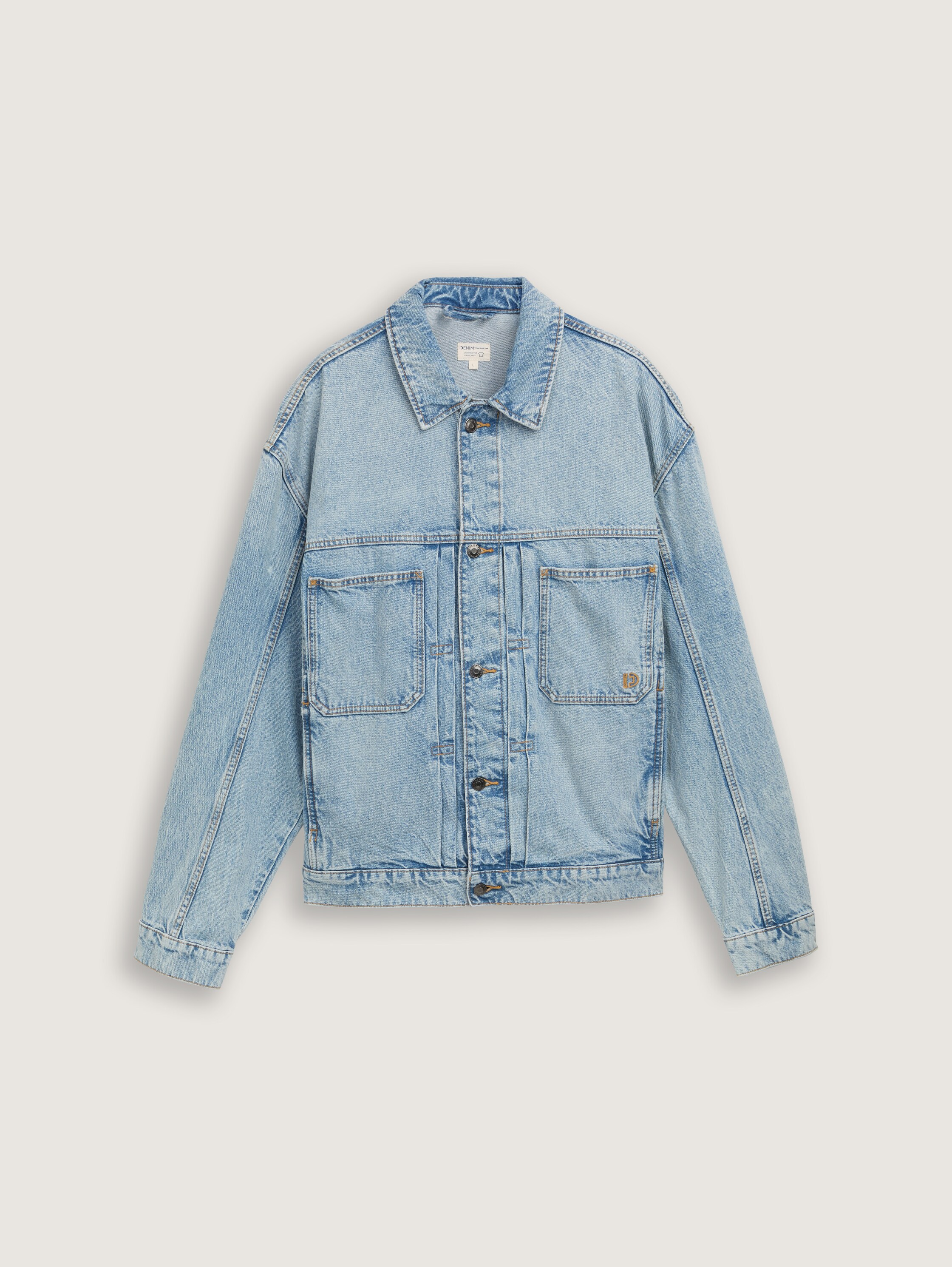 Relaxed Fit Jeansjacke mit Brusttaschen - used_light_stone_blue_denim - 