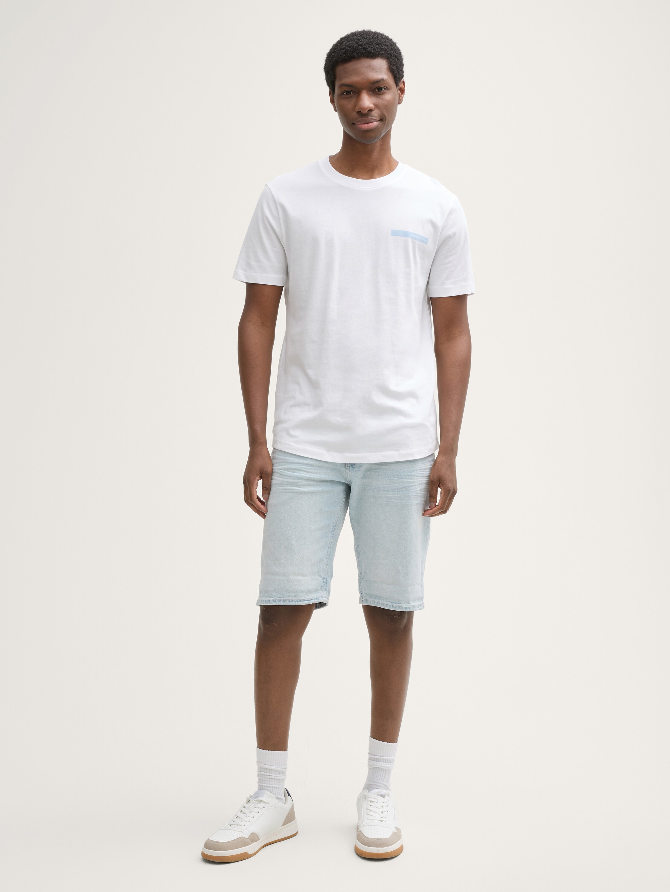 TTPIERS SLIM Jeans Shorts mit Stretch - used_bleached_blue_denim - 