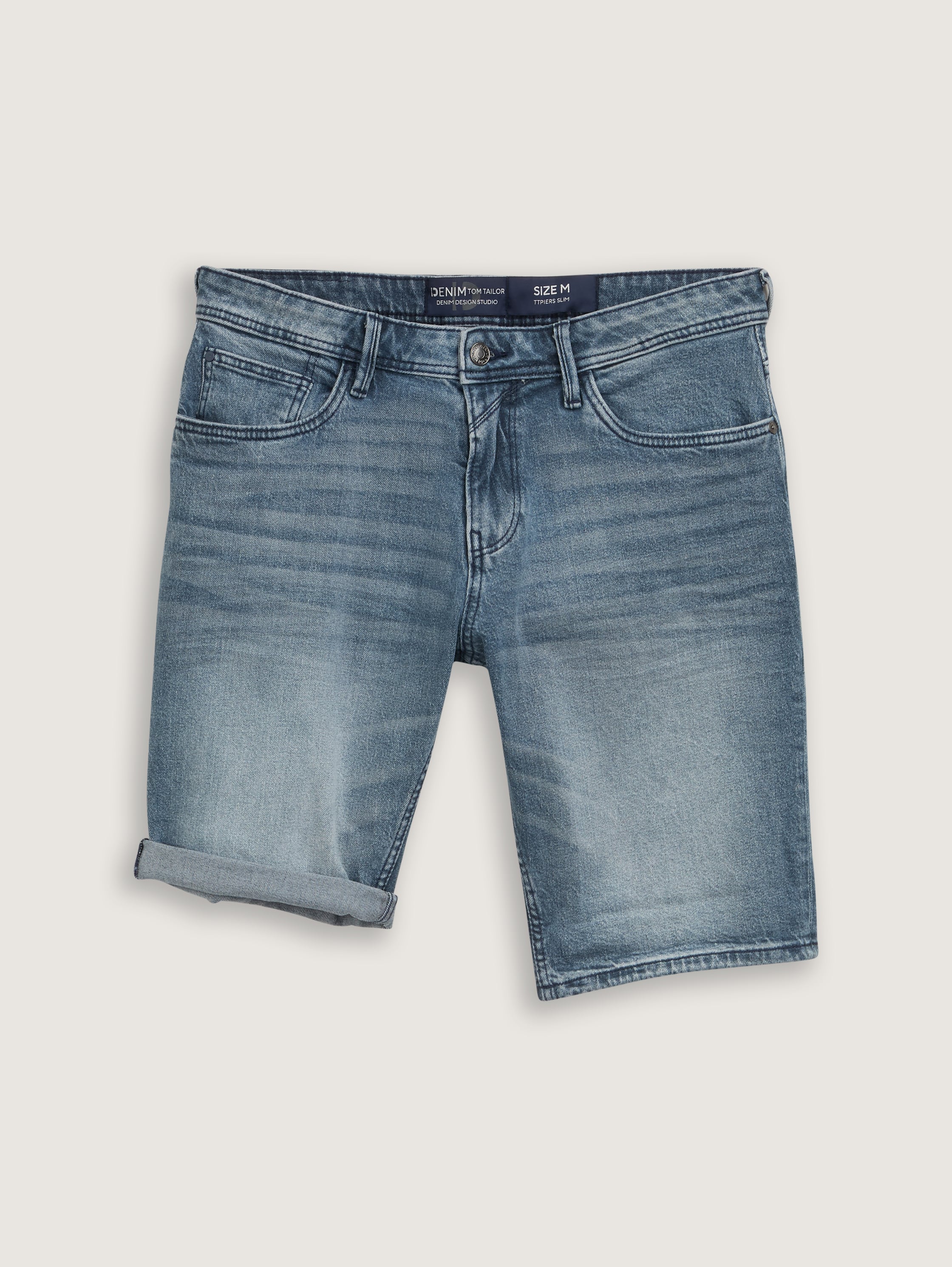 TTPIERS SLIM Jeans Shorts mit Stretch - mid_stone_blue_grey_denim - 