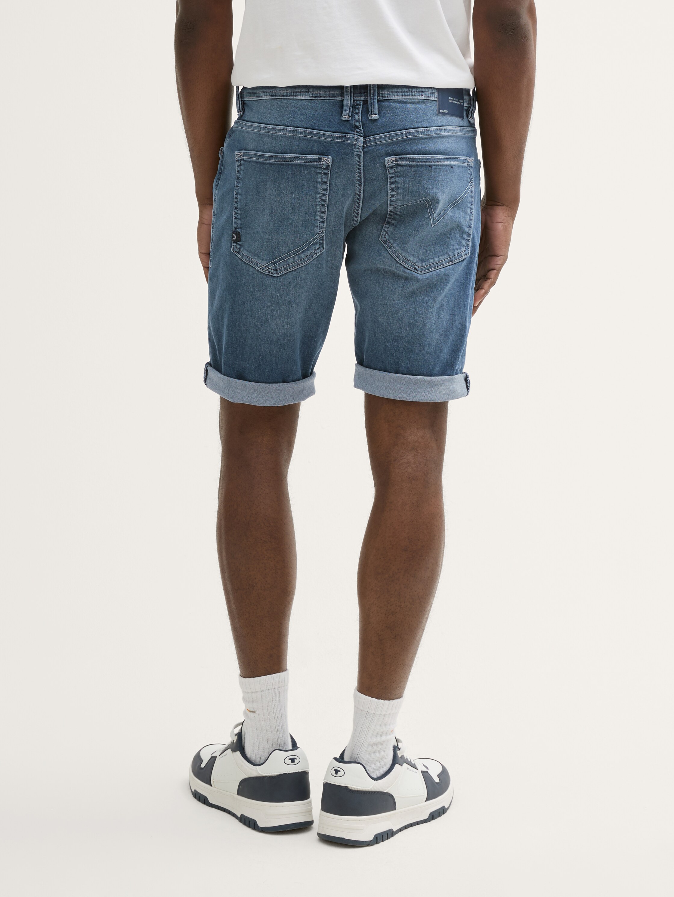 TTPIERS SLIM Jeans Shorts mit Stretch - dark_stone_blue_grey_denim - 