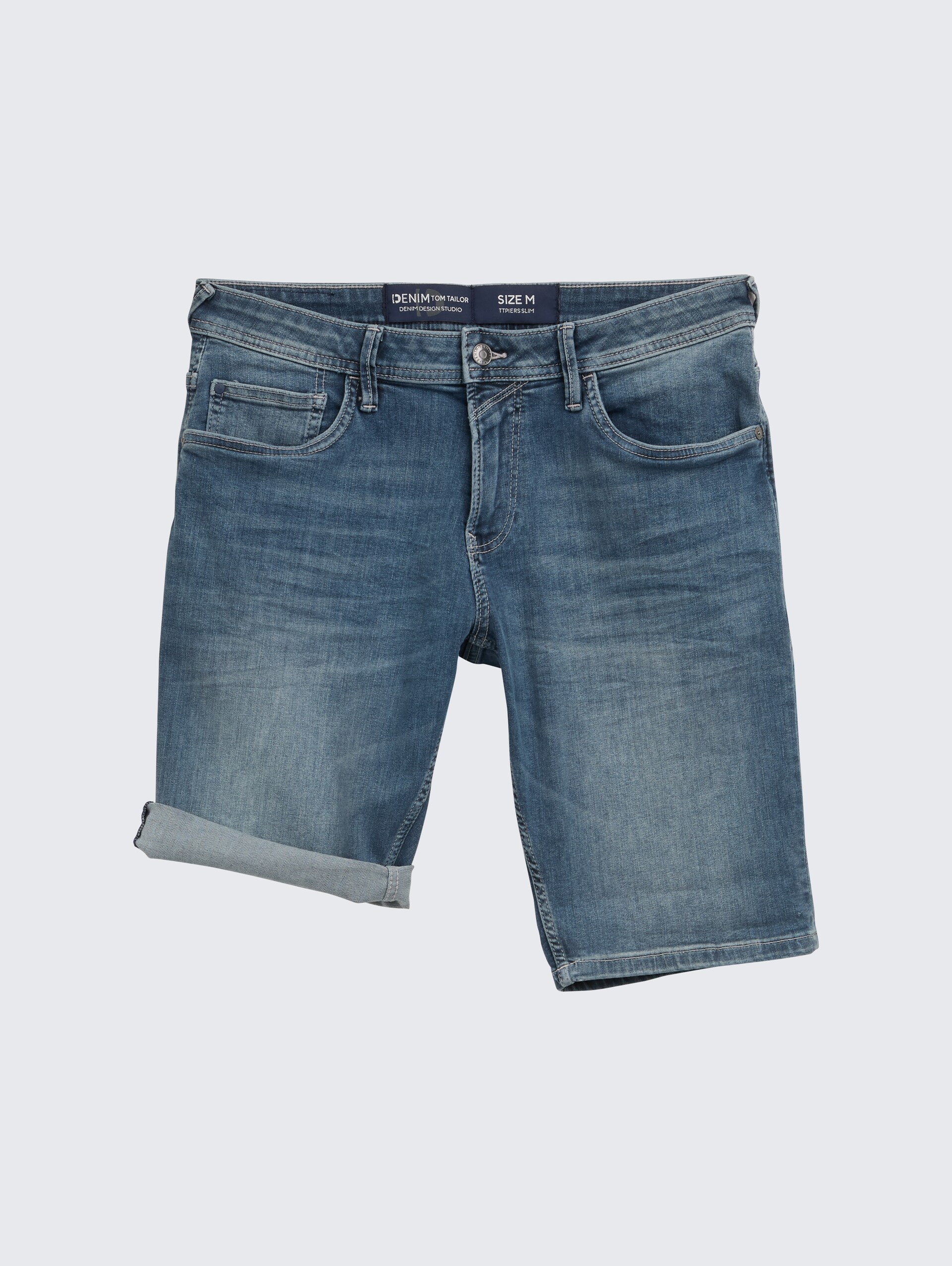 TTPIERS SLIM Jeans Shorts mit Stretch - dark stone blue grey denim - Vorder-Produkt-Ansicht