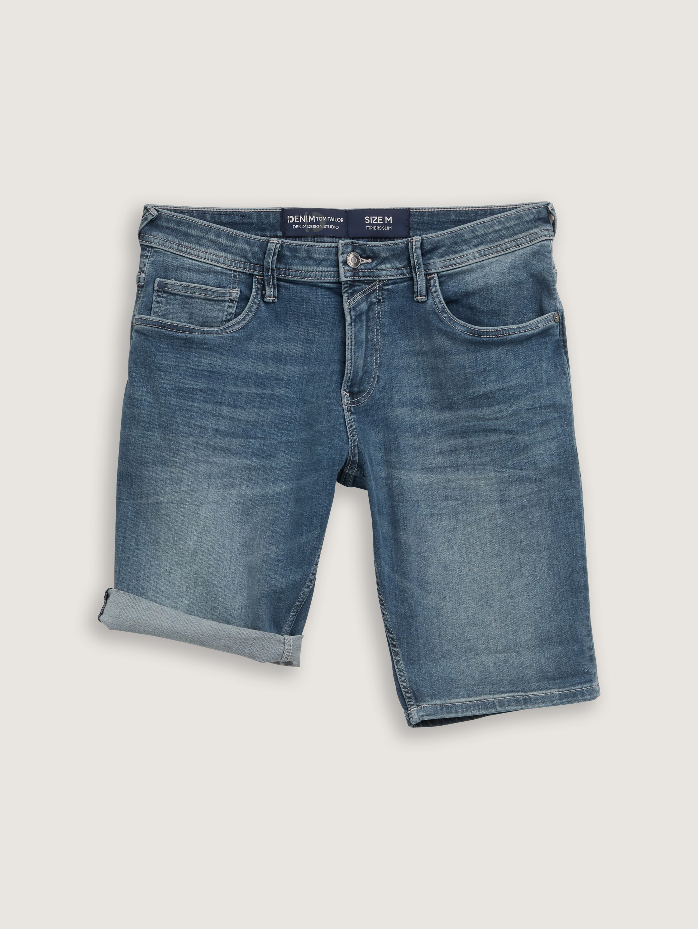 TTPIERS SLIM Jeans Shorts mit Stretch - dark_stone_blue_grey_denim - 