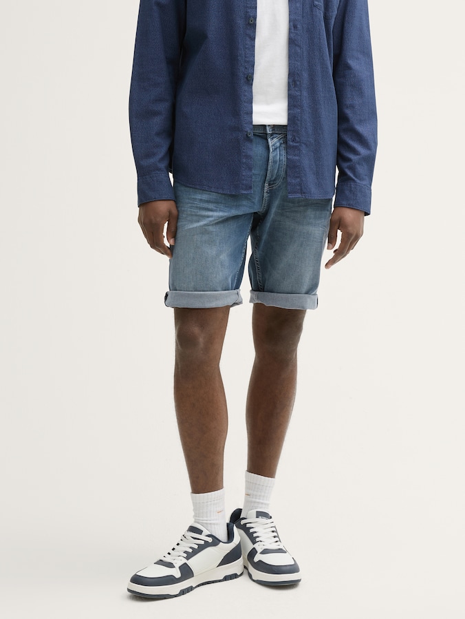 TTPIERS slim jeans shorts met stretch door Denim Male, dark stone blue grey denim