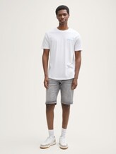 TTPIERS SLIM Jeans Shorts mit Stretch - used light stone grey denim - Model-Vorderansicht