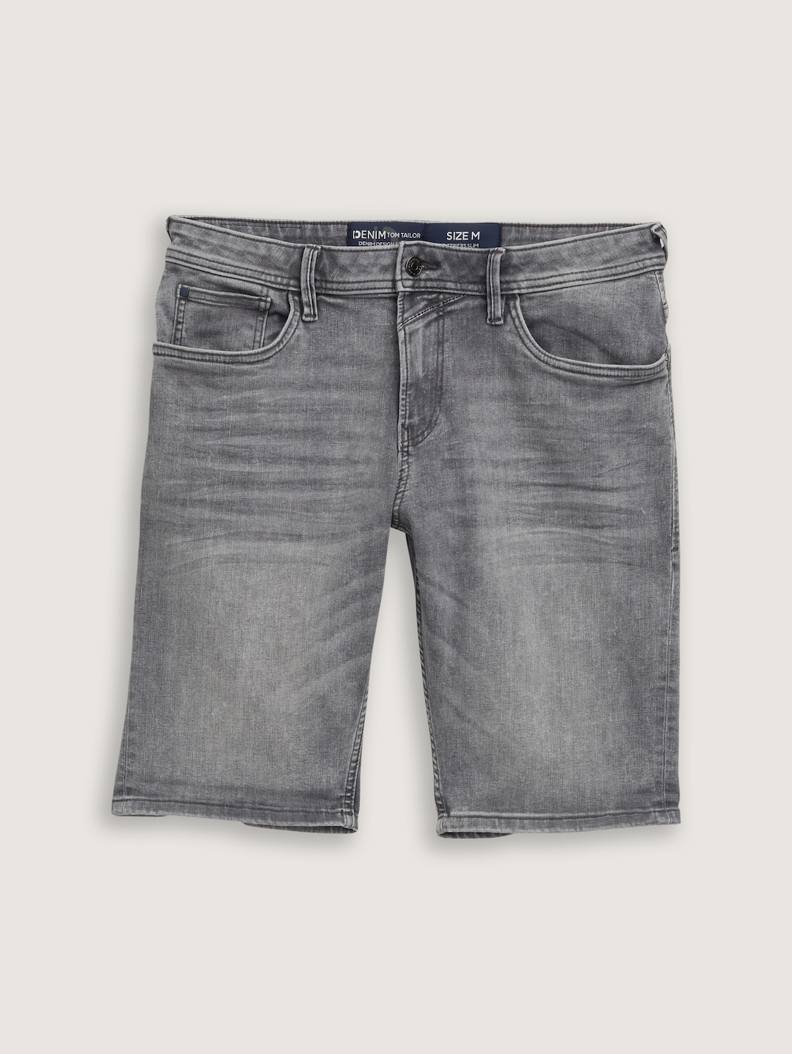 TTPIERS slim jeans shorts with stretch - used light stone grey denim - Front product view