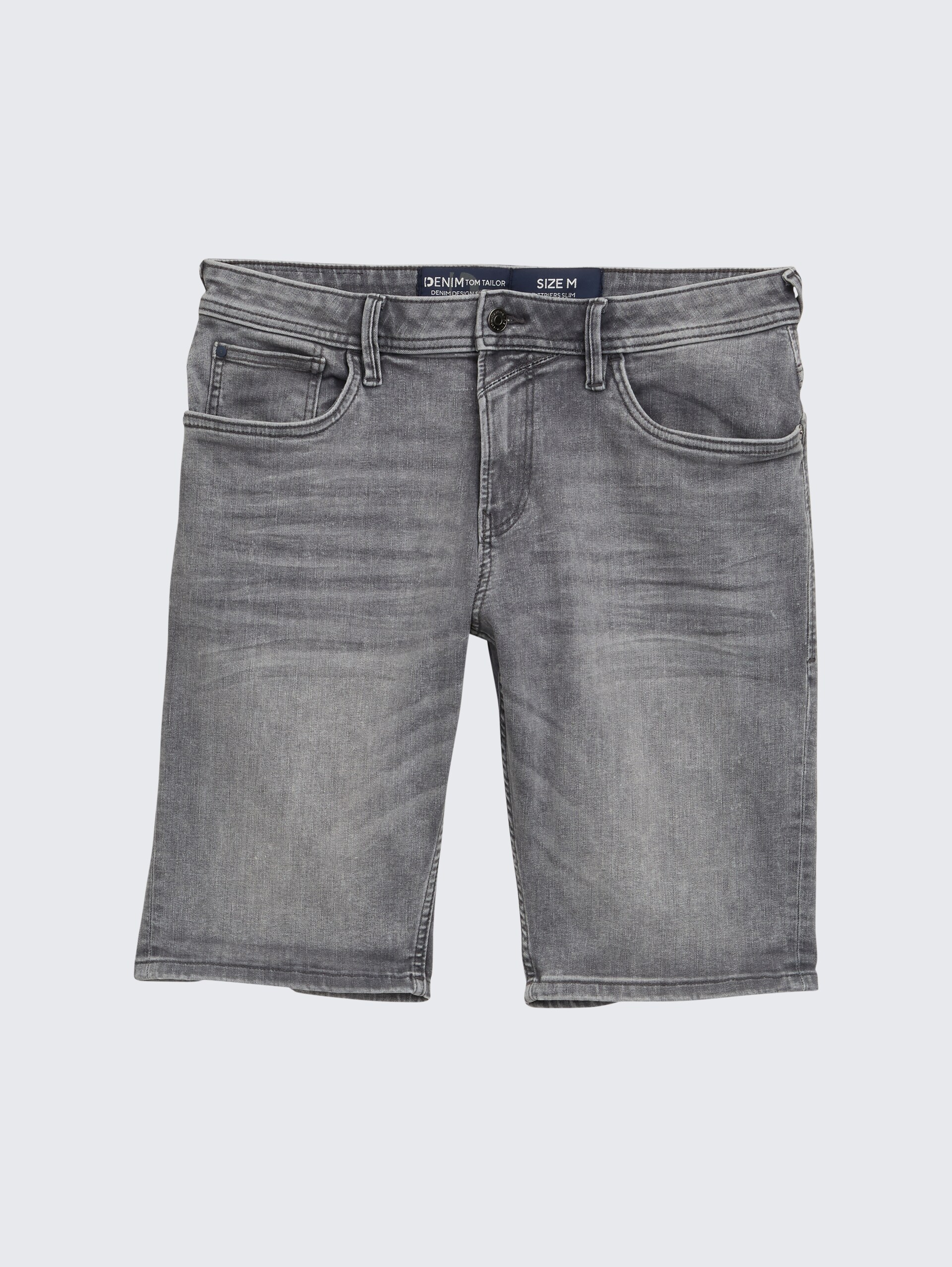 TTPIERS SLIM Jeans Shorts mit Stretch - used light stone grey denim - Vorder-Produkt-Ansicht