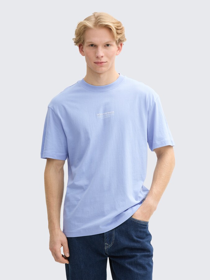 Relaxed Fit T-Shirt aus Baumwolle von Denim Male, Brunnera Blue