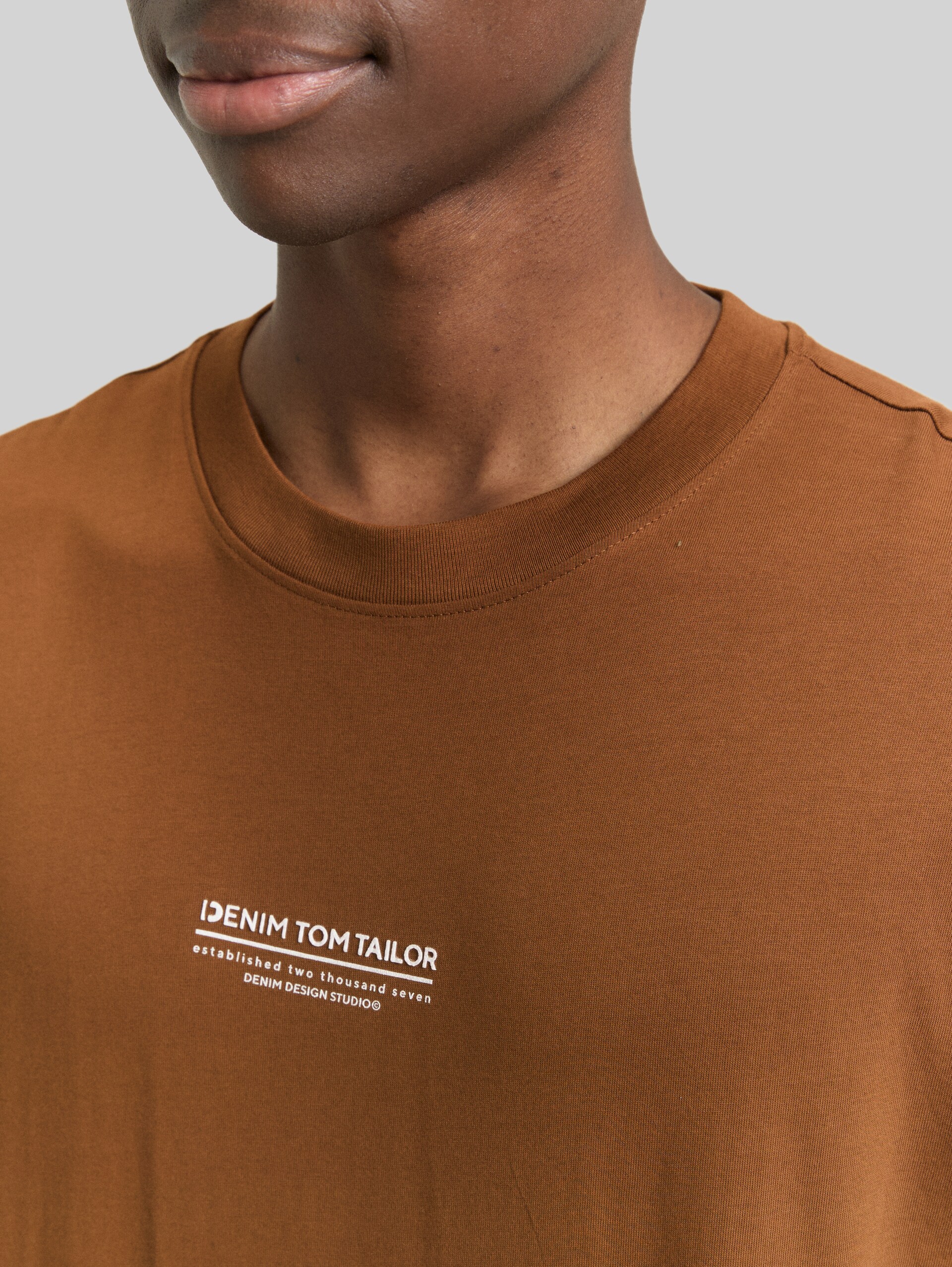 Relaxed fit cotton T-shirt - Golden Clay - Detail model view