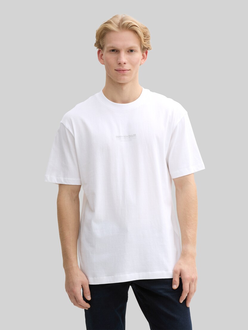 T-shirt met relaxte pasvorm van katoen door Denim Male, White