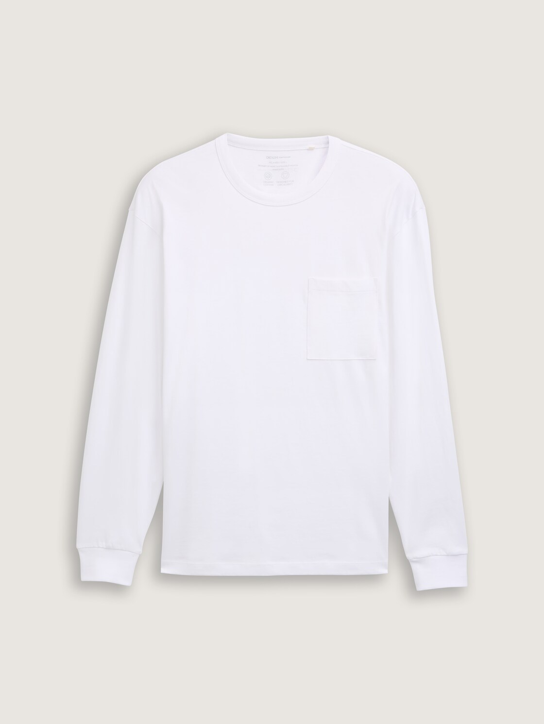 Relaxed Fit Langarmshirt mit Brusttasche - White - Vorder-Produkt-Ansicht