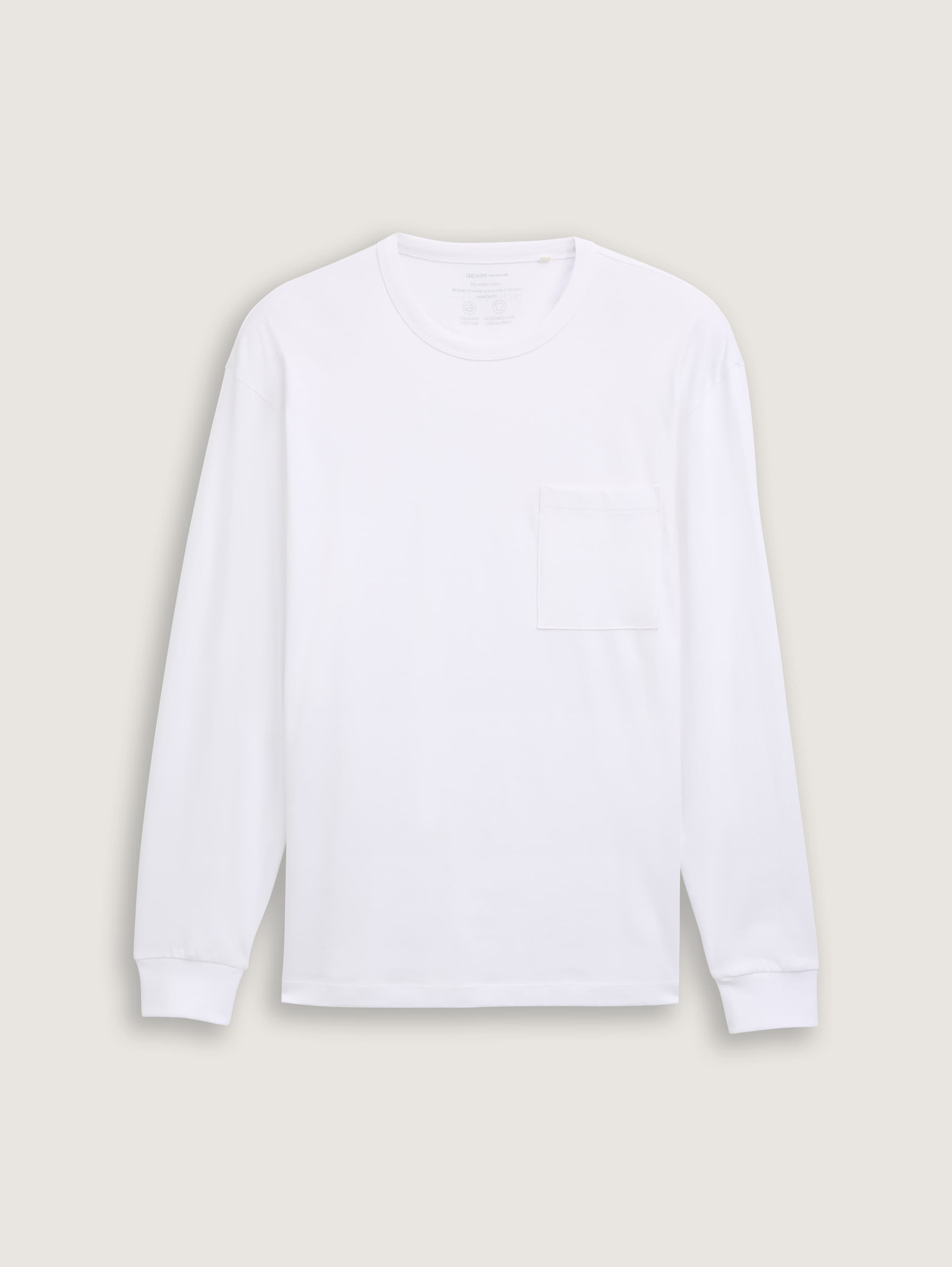 Relaxed Fit Langarmshirt mit Brusttasche - white - 