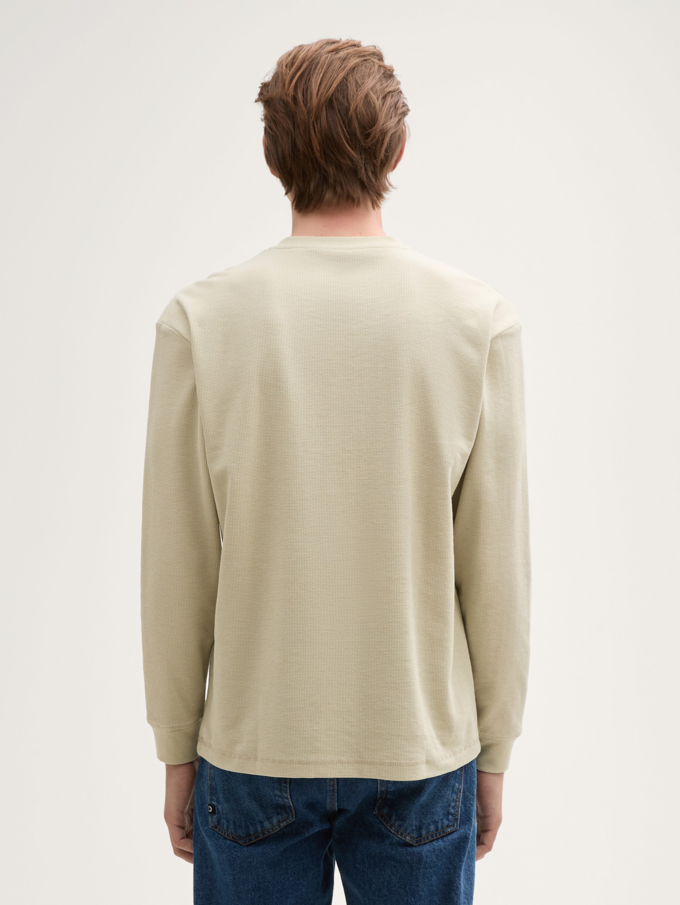 Relaxed Fit Henley Langarmshirt - beige_abbey_stone - 