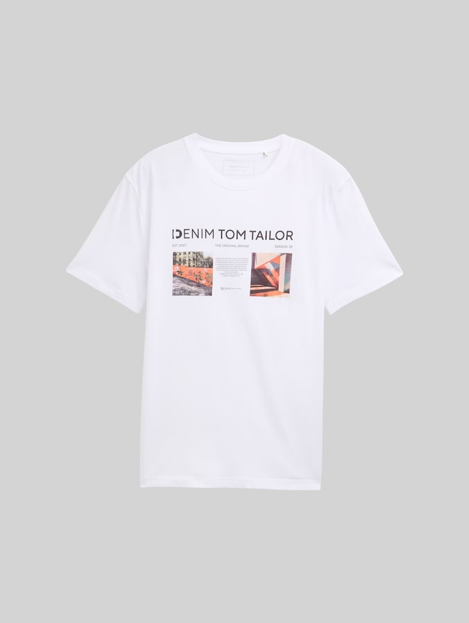T-Shirt mit Foto-Print von Denim Male, White