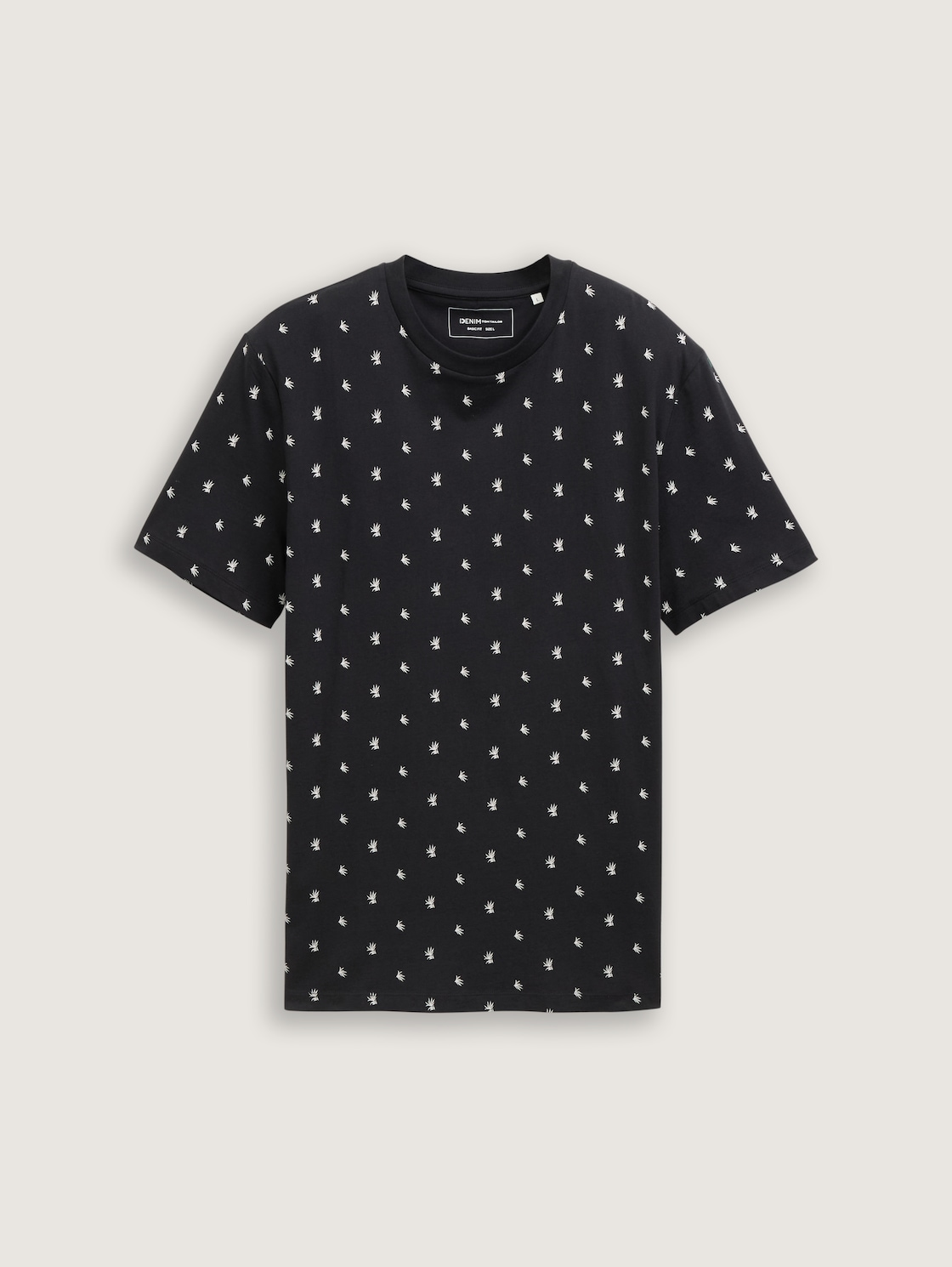 Alloverprint T-Shirt aus Baumwolle - black mini leaves print - Vorder-Produkt-Ansicht