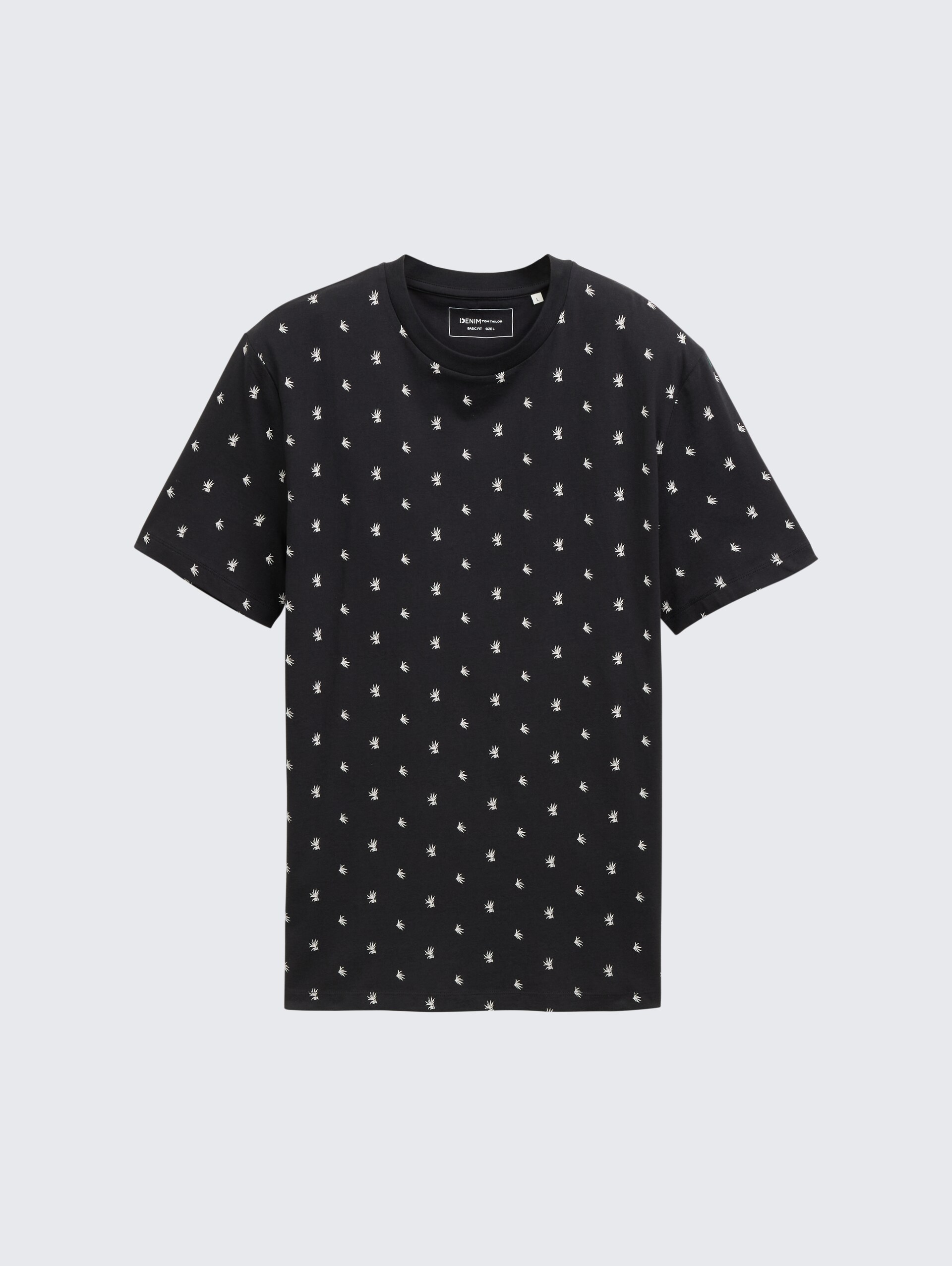 Alloverprint T-Shirt aus Baumwolle - black mini leaves print - Vorder-Produkt-Ansicht
