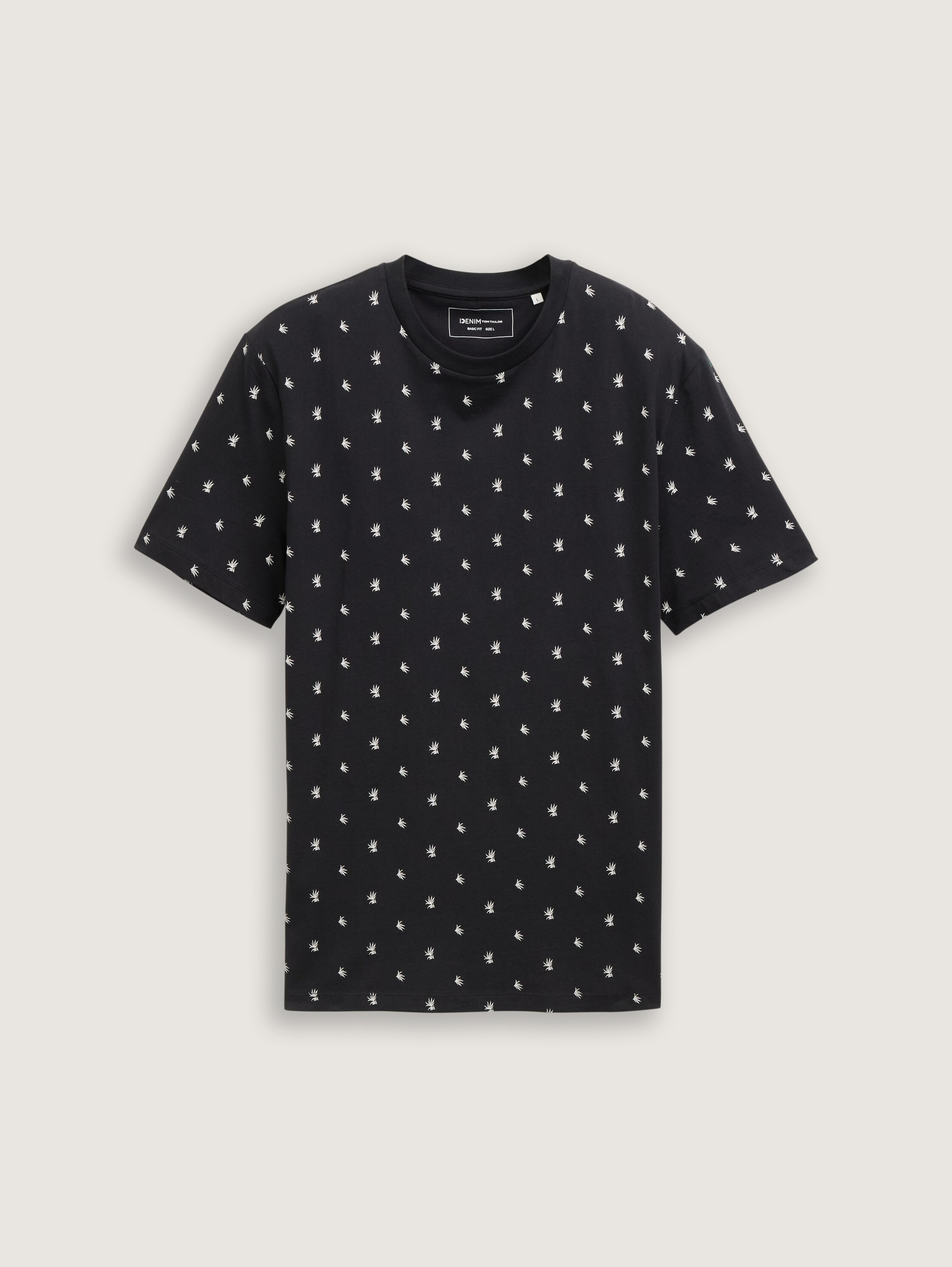 Alloverprint T-Shirt aus Baumwolle - black_mini_leaves_print - 