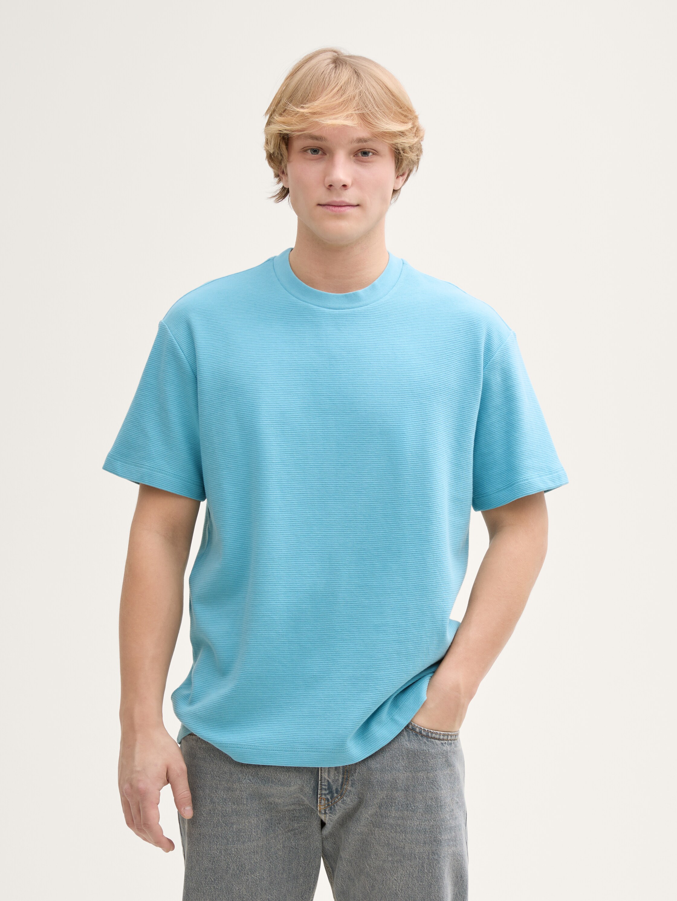 Relaxed Fit T-Shirt aus Baumwolle - dusty_blue - 