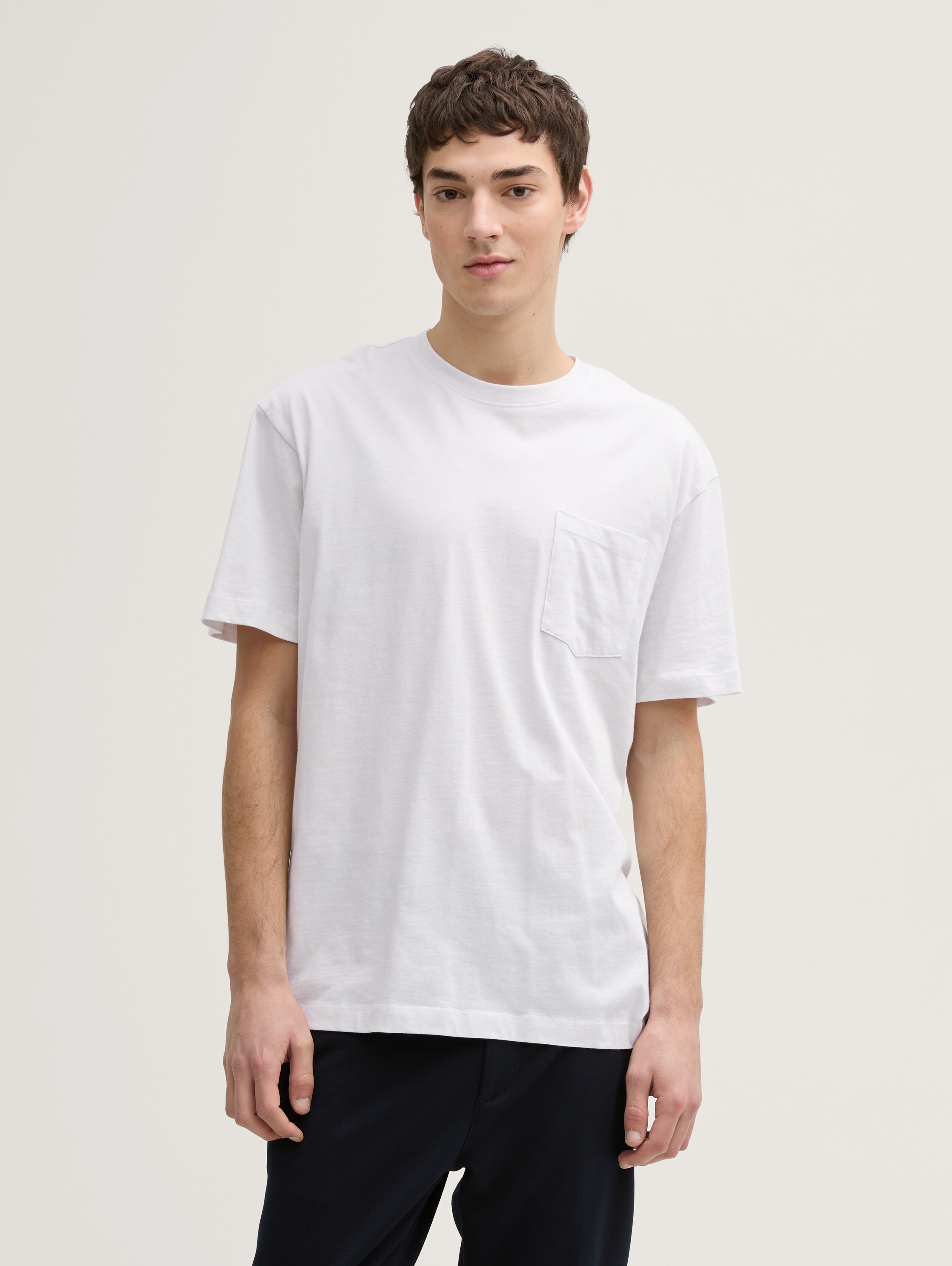 T-shirt Relaxed Fit avec poche poitrine - chalk_grey_white_mini_stripe - 