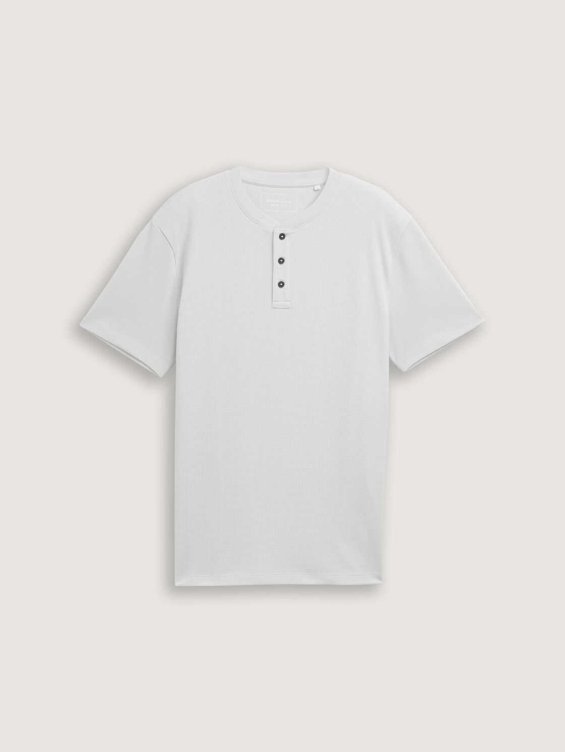 Henley T-Shirt in Waffelstruktur - Chalk Grey - Vorder-Produkt-Ansicht