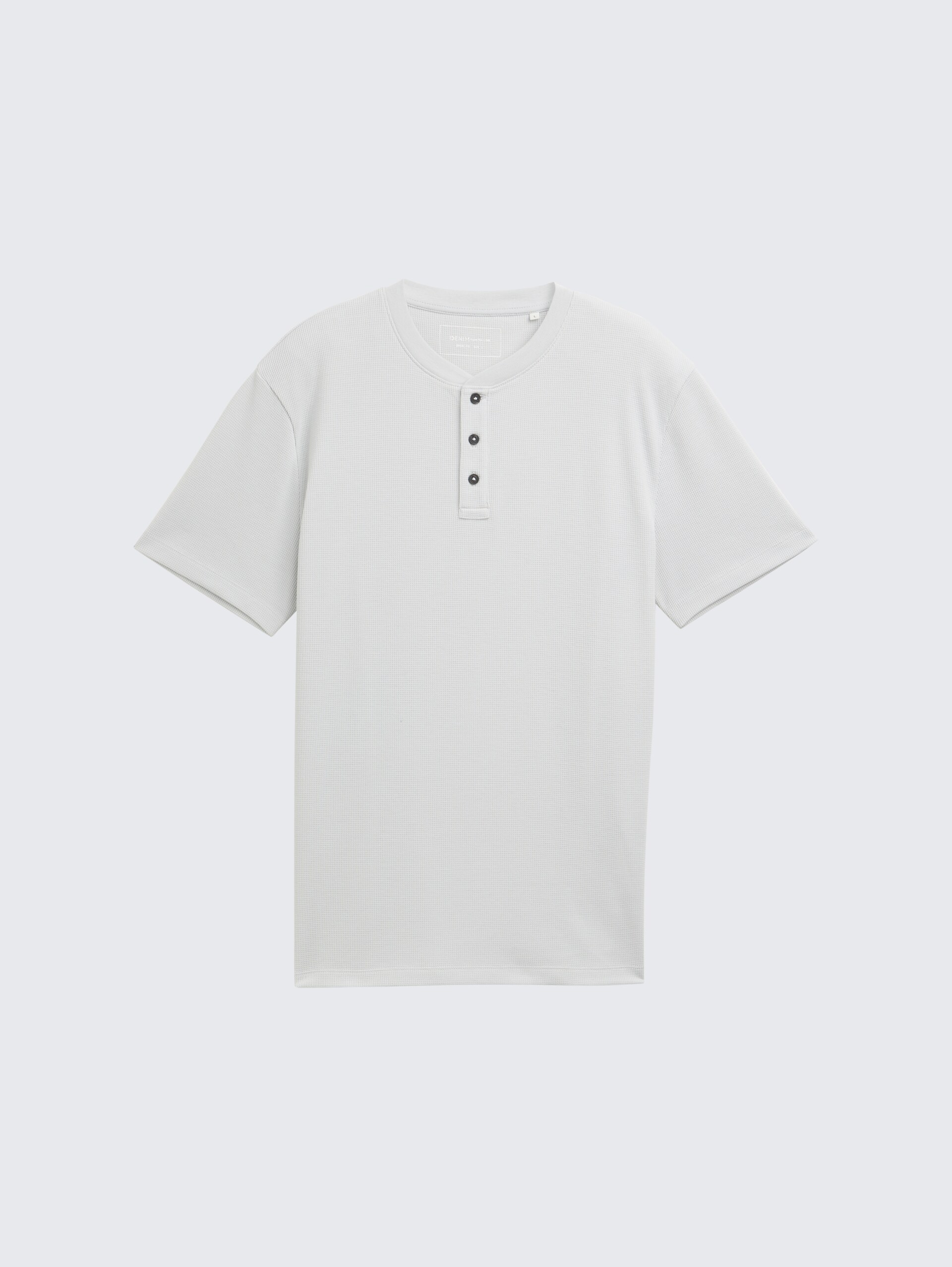 Henley T-Shirt in Waffelstruktur - Chalk Grey - Vorder-Produkt-Ansicht