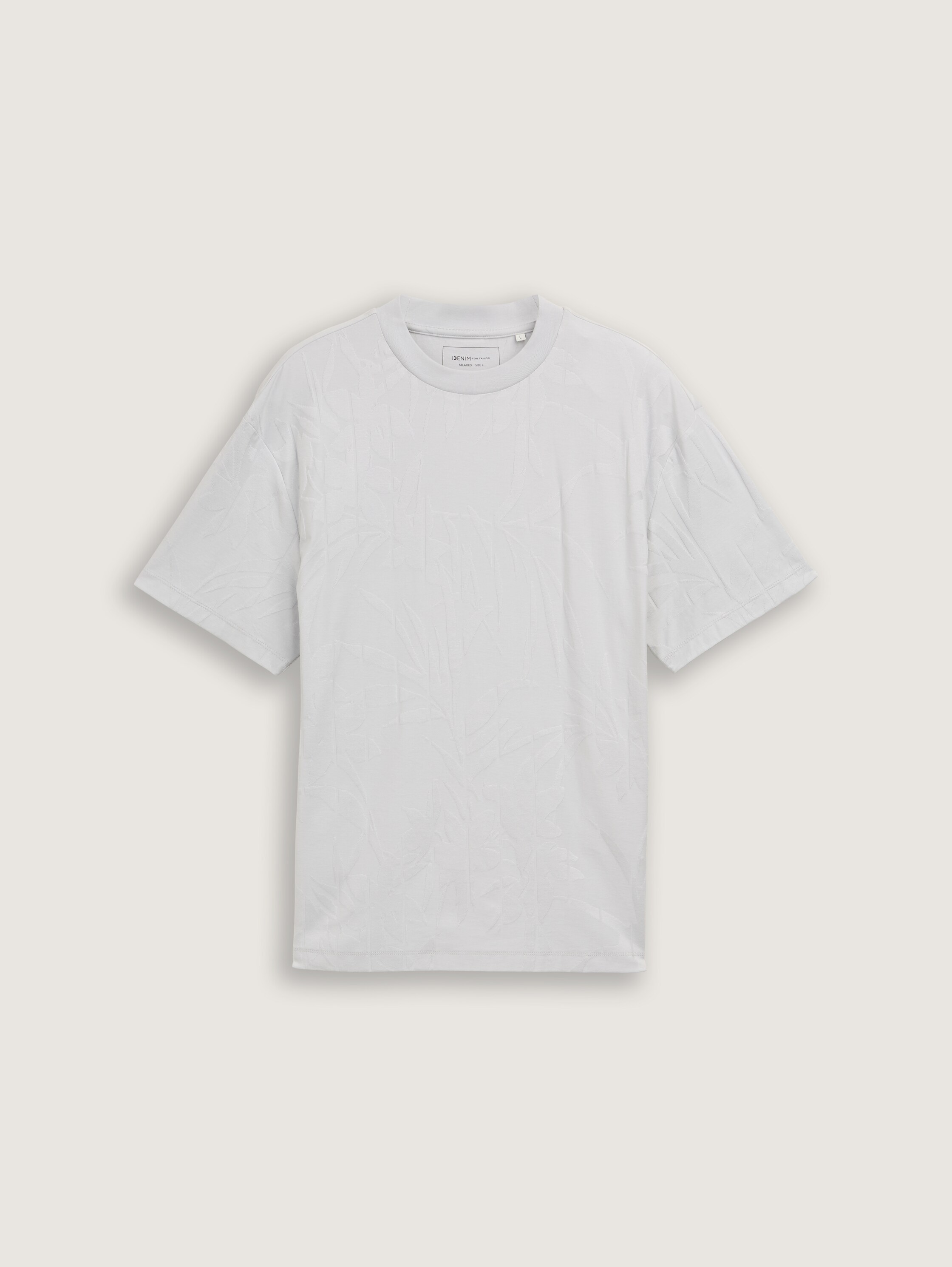 Relaxed Fit Jacquard T-Shirt - chalk_grey_leaves_jacquard - 
