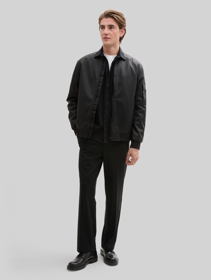 Loose Fit Piqué Hose von Denim Male, Black