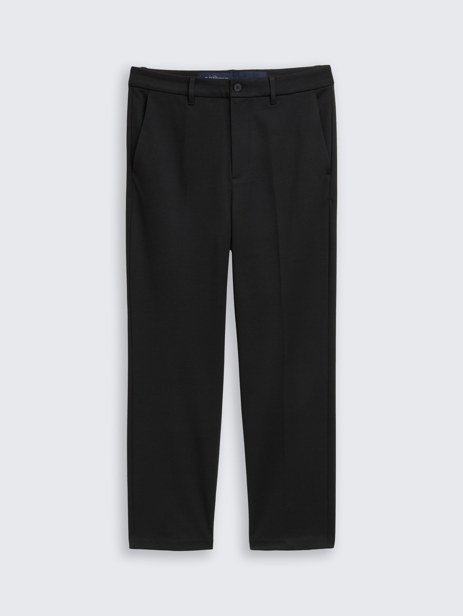 Loose Fit Piqué Hose - Black - Vorder-Produkt-Ansicht