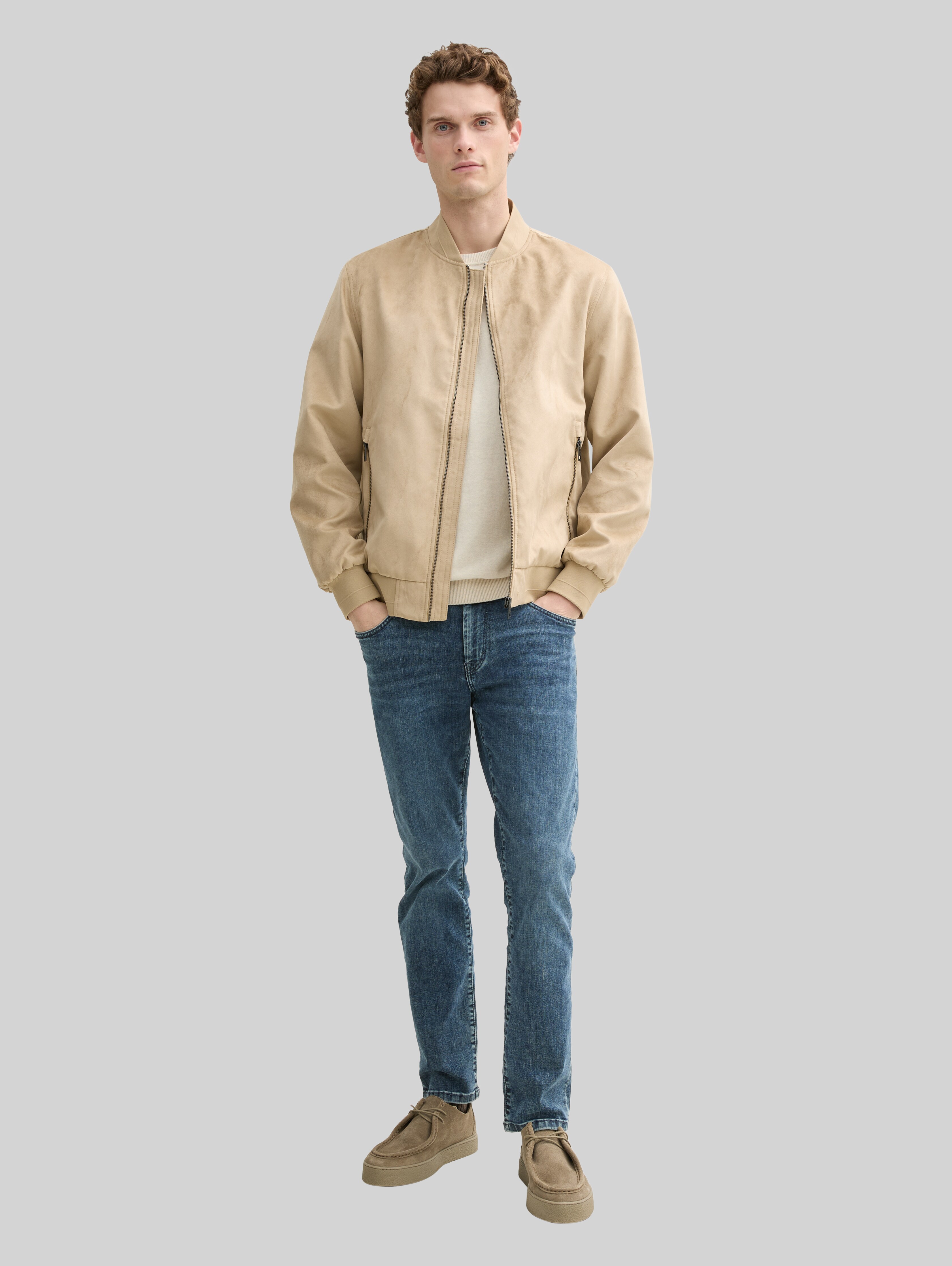 Bomber jacket in suede look in brown by Tom Tailor