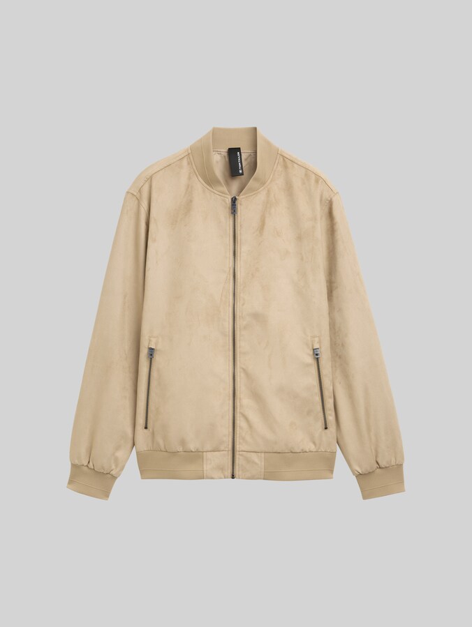 Bomberjacke in Wildleder-Optik von Men, Cement Beige