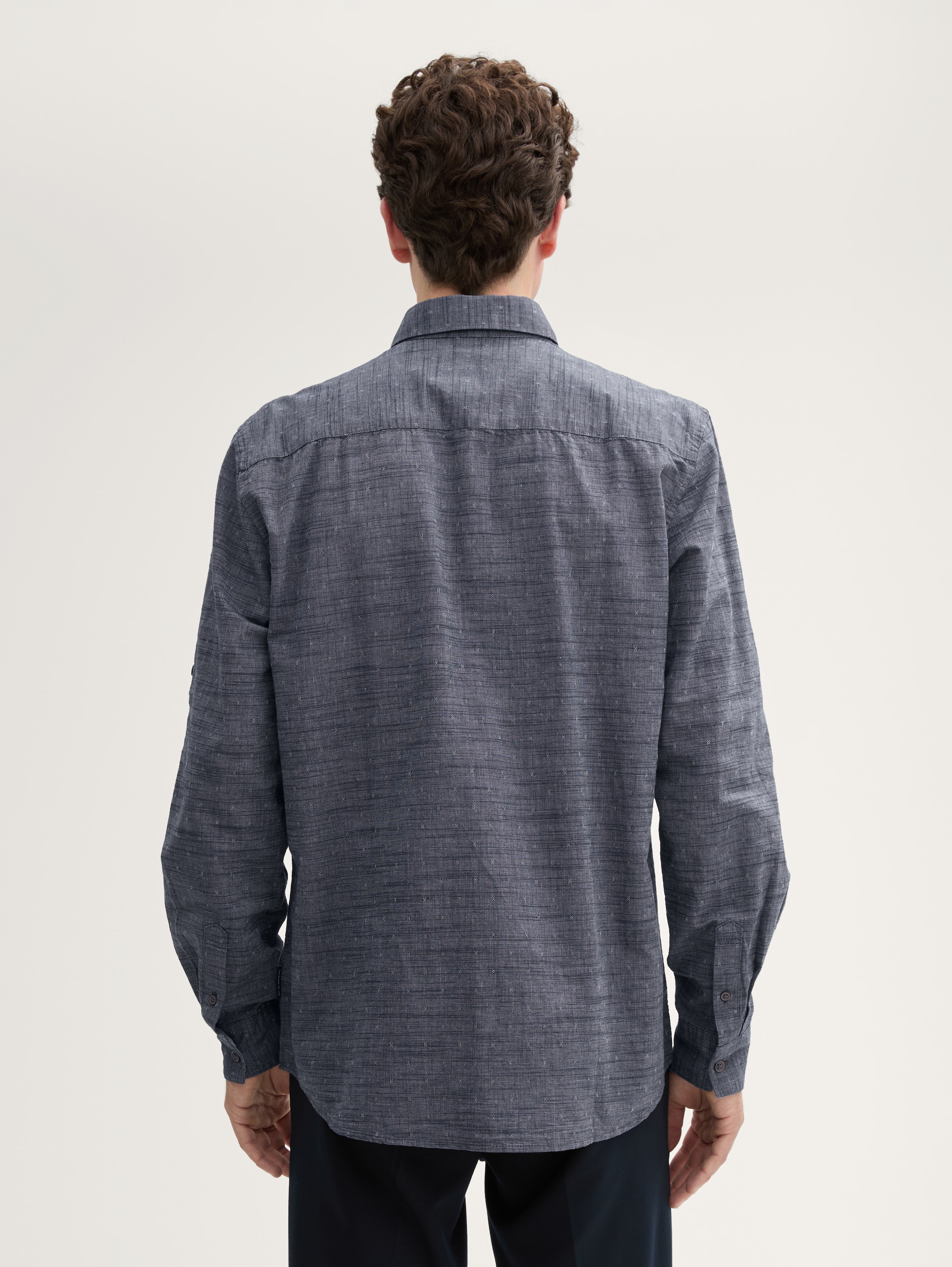 Regular Fit Hemd mit Turn-up-Funktion - navy_white_fil_a_fil_dobby - 