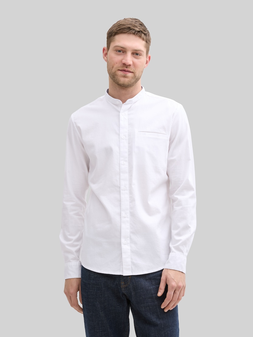 Fitted Oxford Hemd mit Brusttasche von Men, White