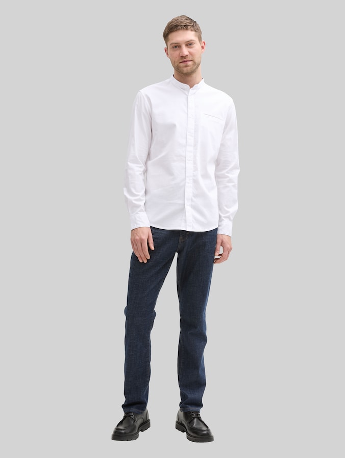 Aansluitend Oxford overhemd met borstzak door Men, White