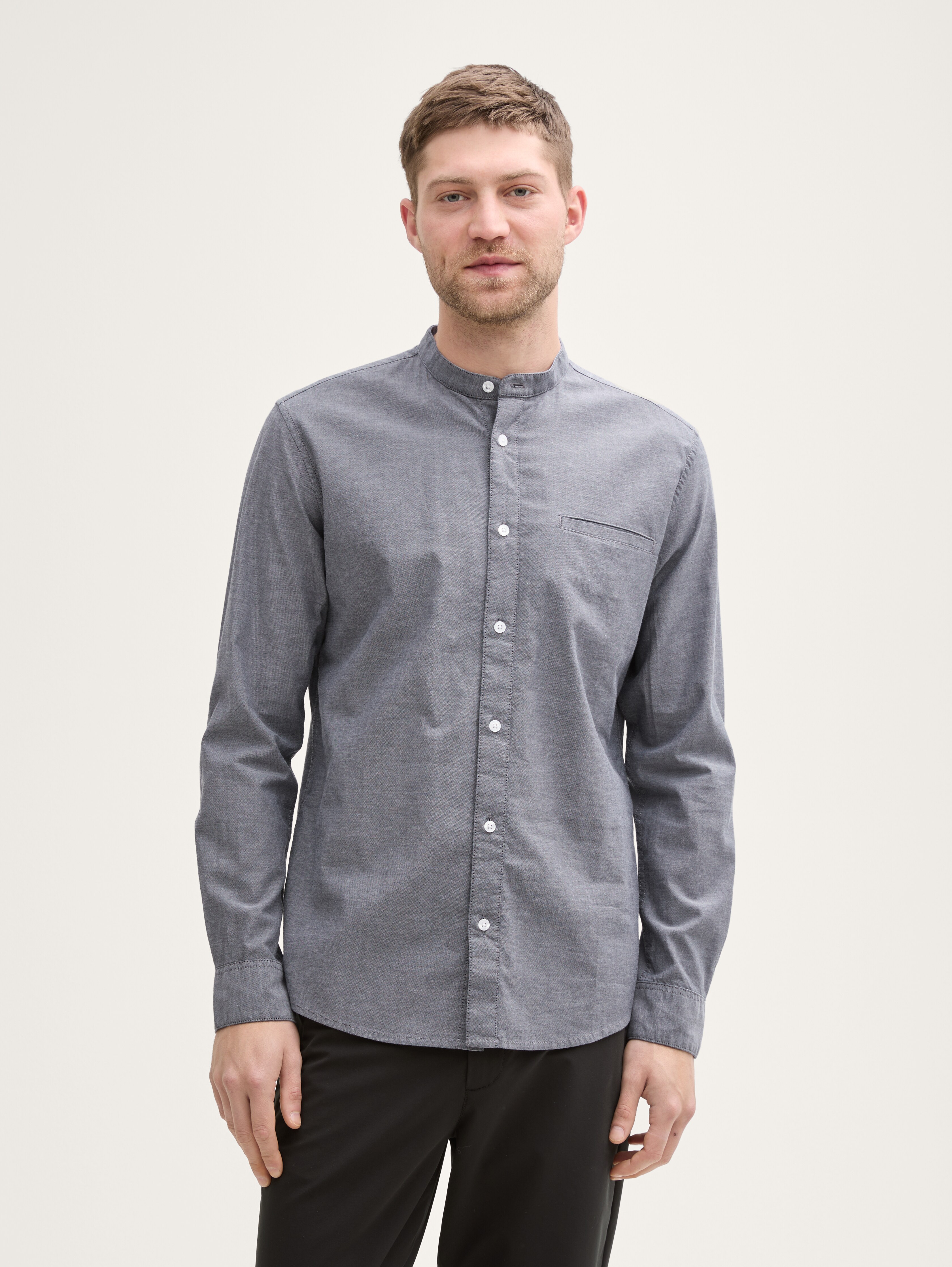 Fitted Oxford Hemd mit Brusttasche von Men, navy chambray