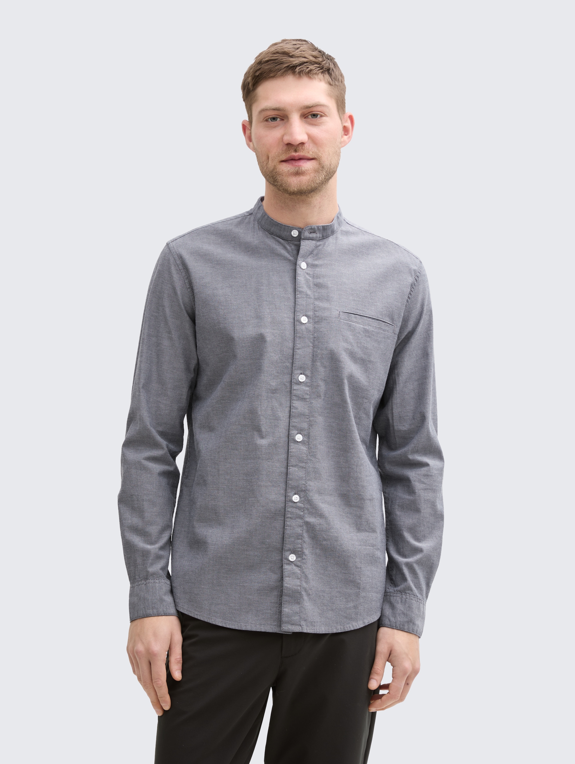 Fitted Oxford Hemd mit Brusttasche - navy chambray - Ausschnitt Model-Vorderansicht