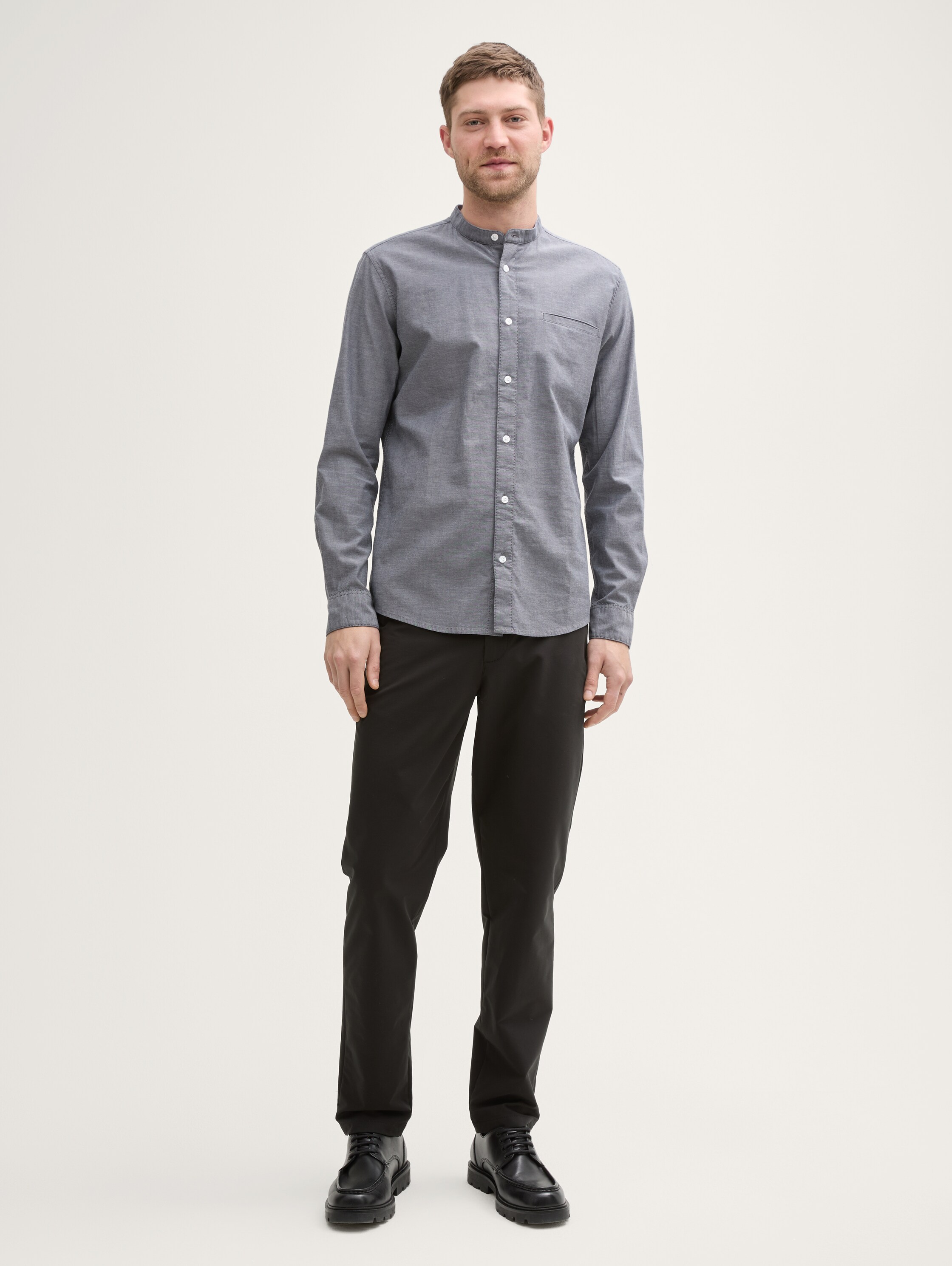 Fitted Oxford Hemd mit Brusttasche - navy_chambray_1 - 