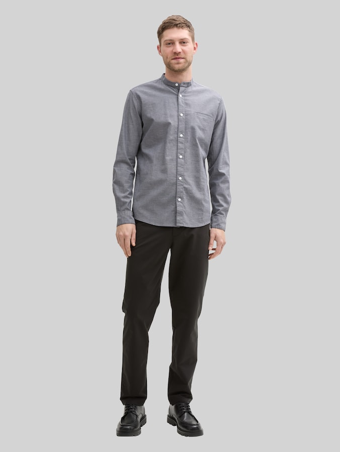 Aansluitend Oxford overhemd met borstzak door Men, navy chambray