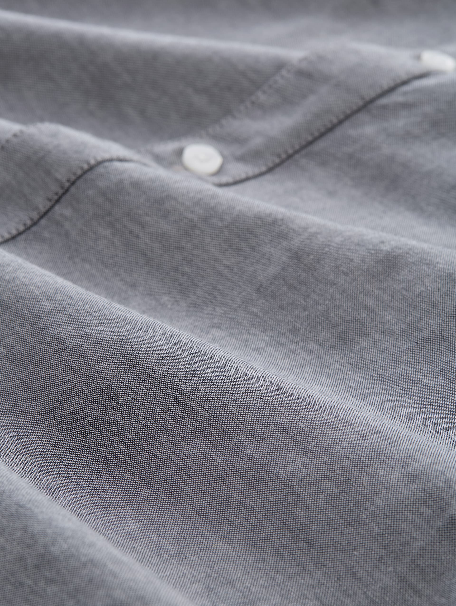 Fitted Oxford Hemd mit Brusttasche - navy chambray - Material-Ansicht