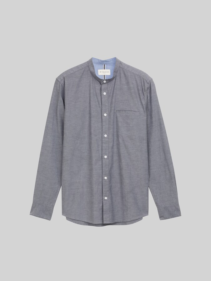 Aansluitend Oxford overhemd met borstzak door Men, navy chambray