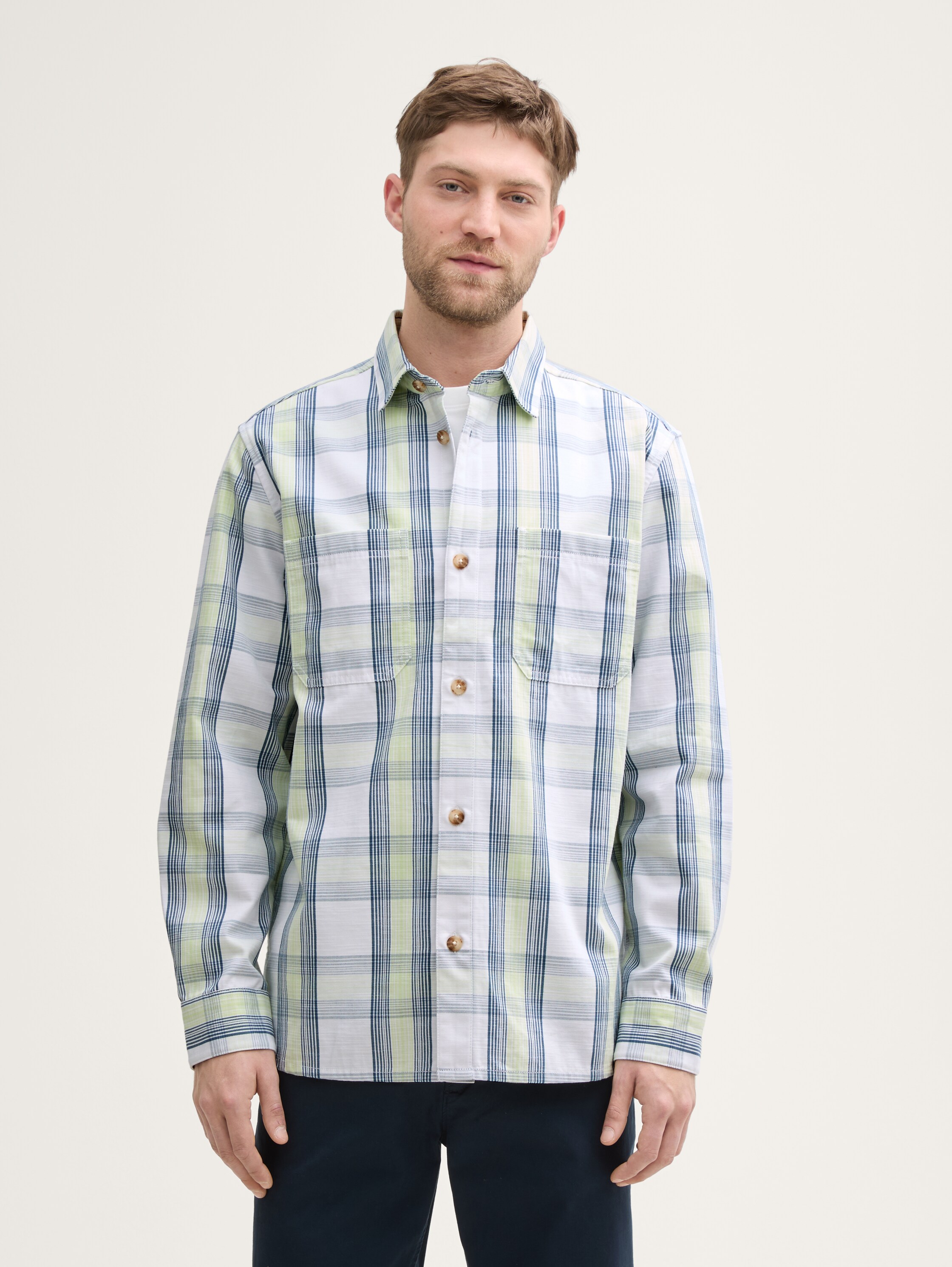 Overshirt with checked pattern - blue_lime_light_check - 